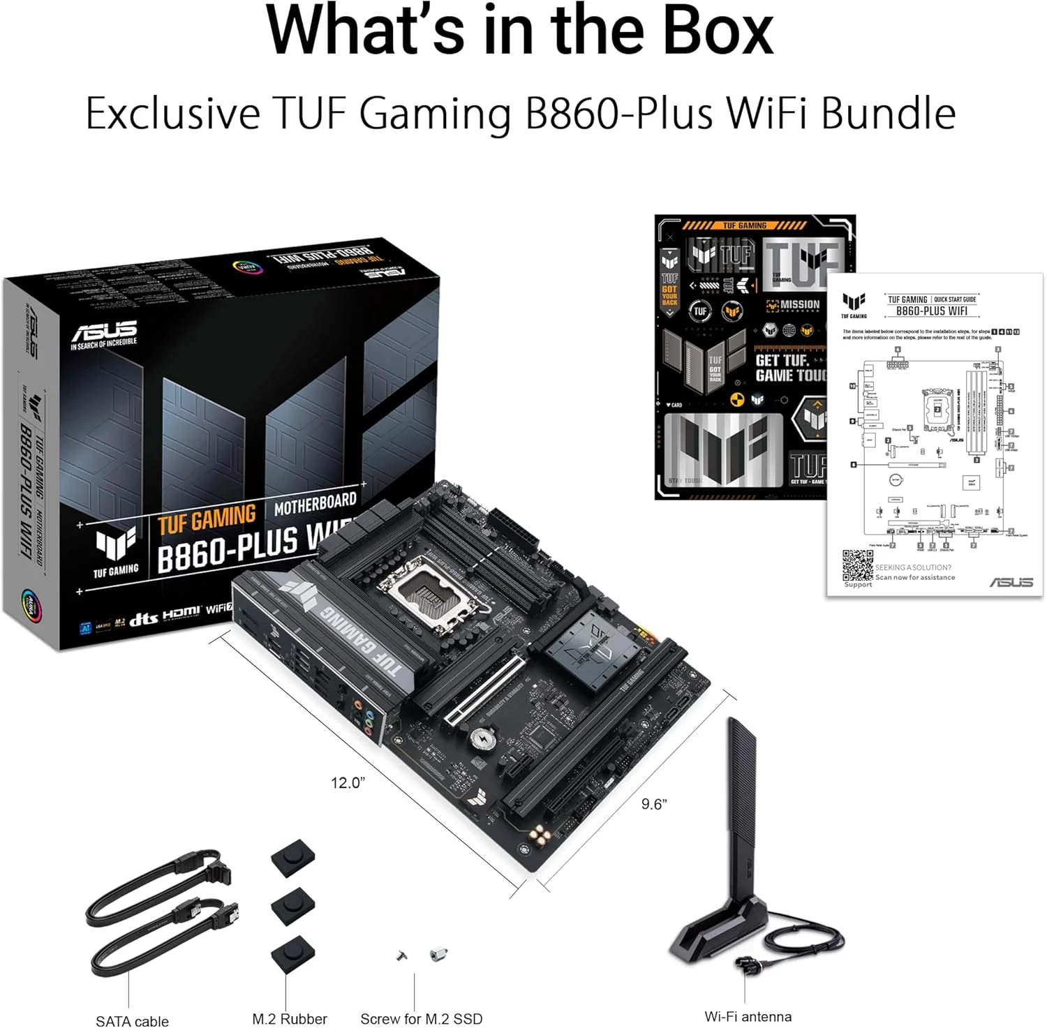 مادربرد ایسوس TUF Gaming B860-PLUS WiFi B860 LGA 1851 ATX، آماده برای پردازنده‌های Intel® Core™ Ultra Series 2، مجهز به هوش مصنوعی پیشرفته، دارای 12+1+2+1 فاز، DDR5، PCIe 5.0، 3X M.2، Wi-Fi 7، LAN 2.5Gb، USB 20Gbps Type-C®