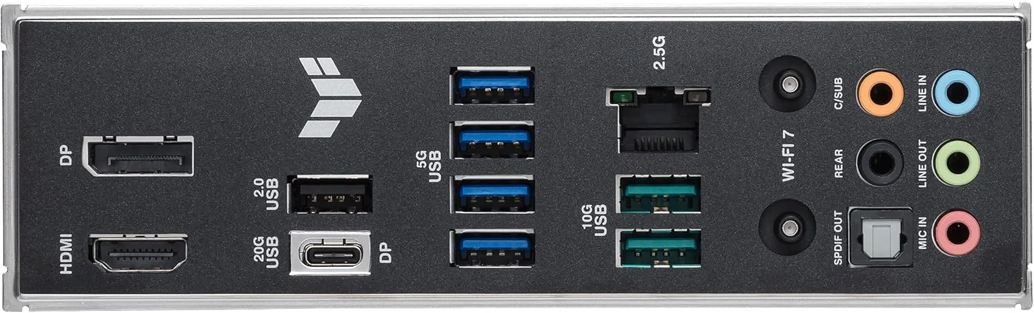 مادربرد ASUS TUF Gaming B860M-PLUS WiFi B860 LGA 1851 mATX، آماده برای پردازنده های Intel® Core™ Ultra Series 2، هوش مصنوعی کامپیوتر، 12+1+2+1 فاز 80A، DDR5، PCIe 5.0، 3X M.2، Wi-Fi 7، 2.5G LAN، HDMI™، USB 20Gbps Type-C®