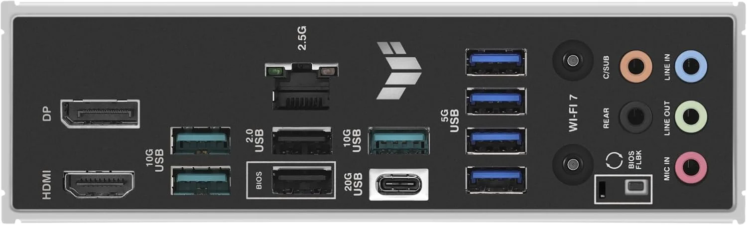 مادربرد ASUS TUF Gaming B850-PLUS WiFi AMD AM5 B850 ATX، دارای 14+2+1 فاز 80A، آماده هوش مصنوعی، DDR5، PCIe 5.0، 3X M.2، Wi-Fi 7، LAN 2.5Gb، DisplayPort، HDMI™، USB 10Gbps & 20Gbps Type-C®، BIOS Flashback™