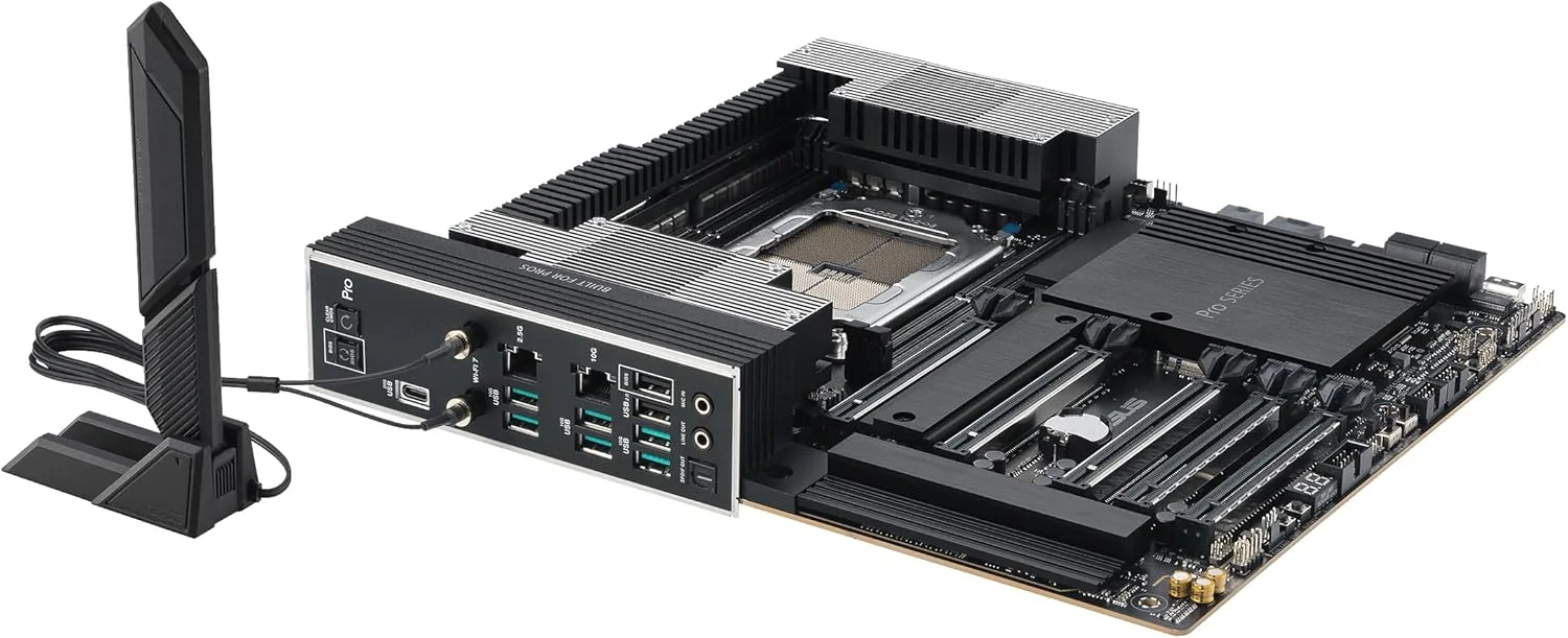 مادربرد ورک استیشن ASUS Pro WS TRX50-SAGE WIFI CEB، AMD Ryzen Threadripper PRO 7000 WX، ECC R-DIMM DDR5، 36 مرحله قدرت، WiFi 7، PCIe 5.0 x 16، PCIe 5.0 M.2، LAN 10 گیگابیتی و 2.5 گیگابیتی، پشتیبانی از چند GPU.
