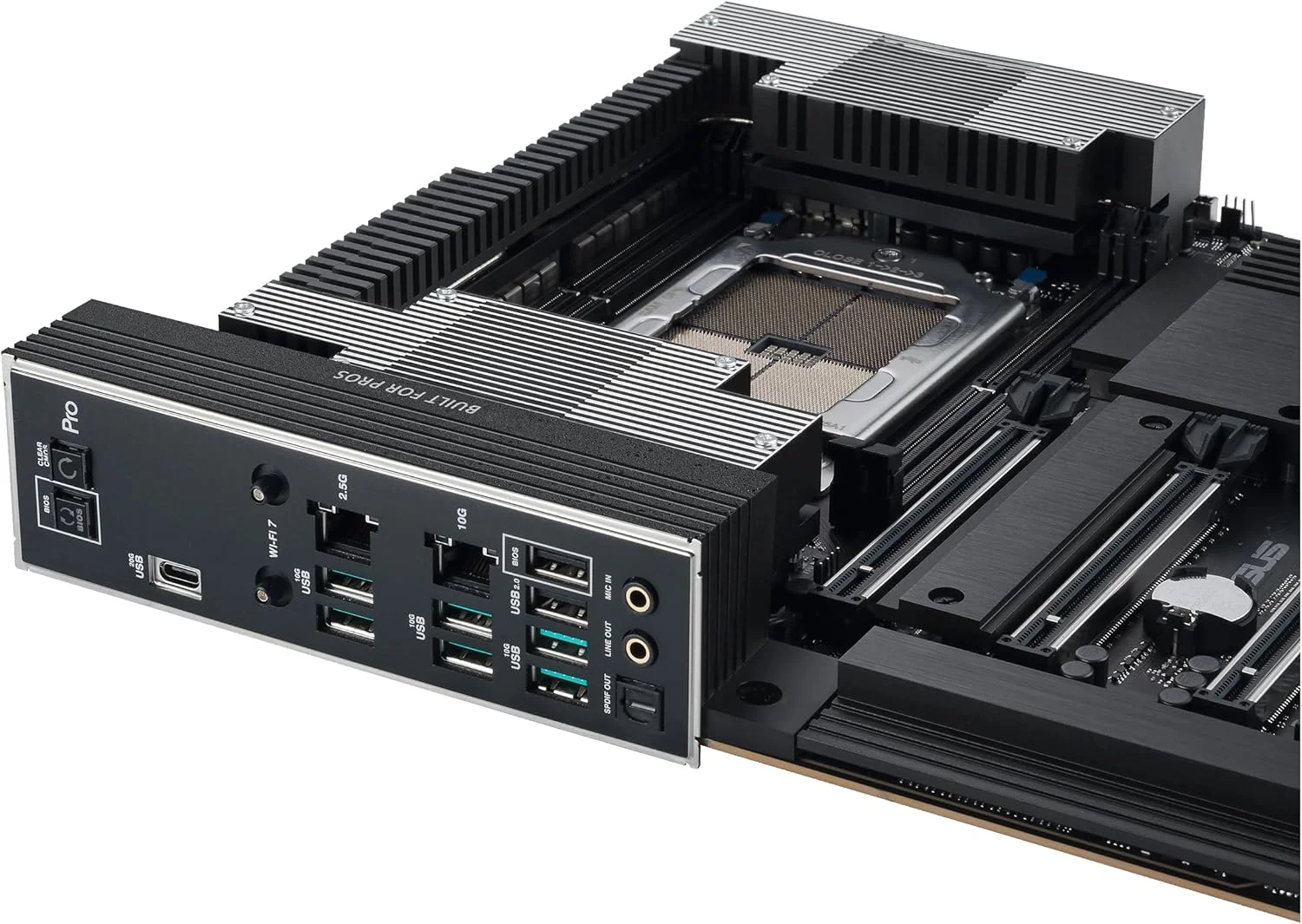 مادربرد ورک استیشن ASUS Pro WS TRX50-SAGE WIFI CEB، AMD Ryzen Threadripper PRO 7000 WX، ECC R-DIMM DDR5، 36 مرحله قدرت، WiFi 7، PCIe 5.0 x 16، PCIe 5.0 M.2، LAN 10 گیگابیتی و 2.5 گیگابیتی، پشتیبانی از چند GPU.