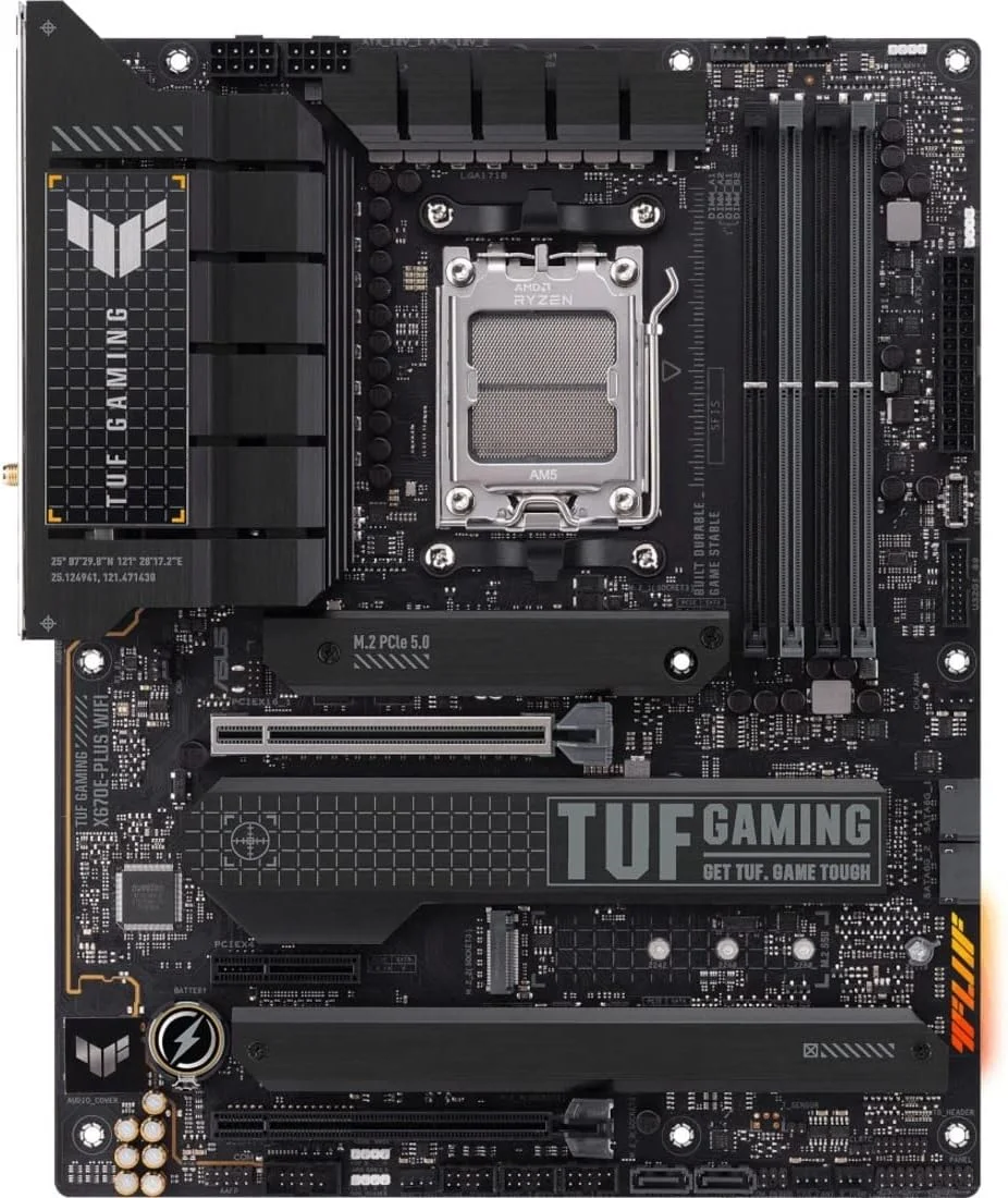 مادربرد گیمینگ ایسوس TUF Gaming X670E-PLUS WiFi 6E سوکت AM5 (LGA 1718) Ryzen 7000 ATX (16 فاز قدرت، PCIe® 5.0، حافظه DDR5، چهار اسلات M.2، LAN 2.5 گیگابیتی، USB 4، نورپردازی Aura RGB)