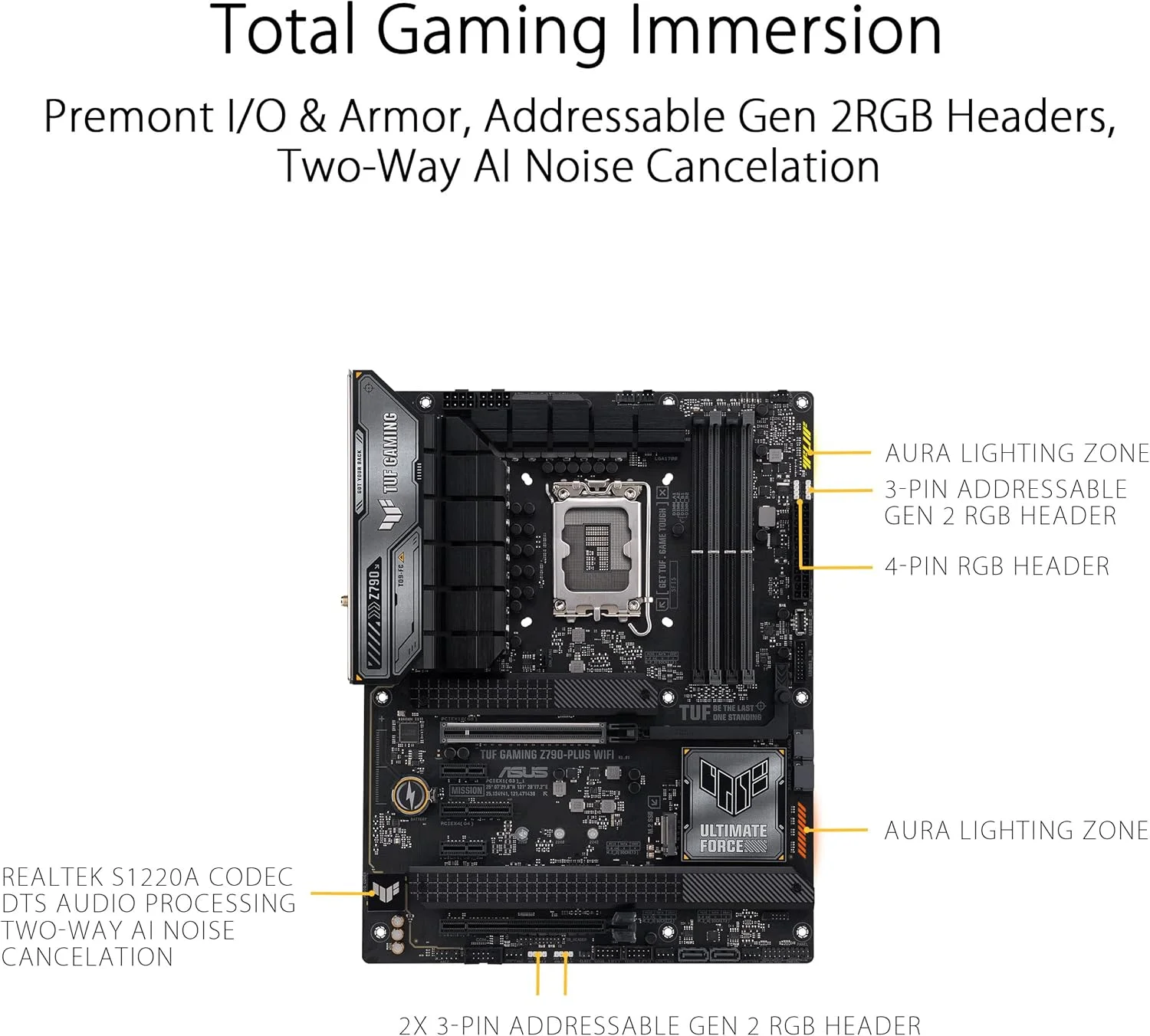 مادربرد گیمینگ ایسوس TUF Gaming Z790-Plus WiFi LGA 1700 (نسل 12 و 13 اینتل) ATX (PCIe 5.0، DDR5، 4xM.2، 16+1 DrMOS، WiFi 6، 2.5Gb LAN، USB 3.2 Gen 2 Type-C جلو، Thunderbolt 4 (USB4)، Aura RGB)