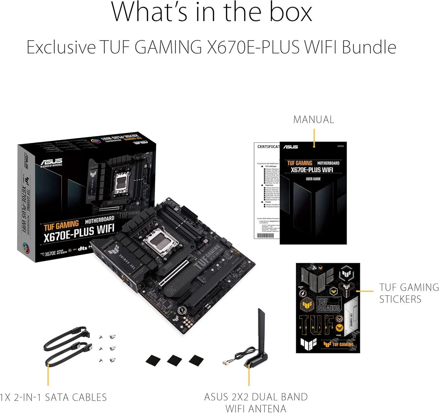 مادربرد گیمینگ ایسوس TUF Gaming X670E-PLUS WiFi 6E سوکت AM5 (LGA 1718) Ryzen 7000 ATX (16 فاز قدرت، PCIe® 5.0، حافظه DDR5، چهار اسلات M.2، LAN 2.5 گیگابیتی، USB 4، نورپردازی Aura RGB)