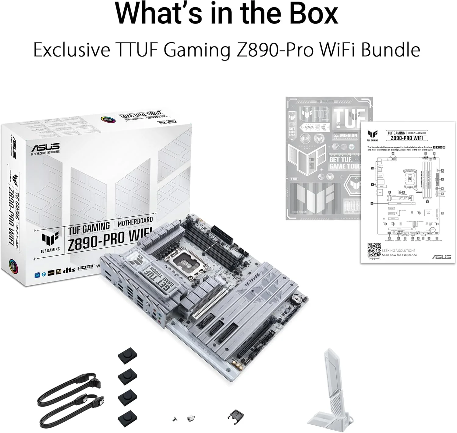 مادربرد ASUS TUF Gaming Z890-PRO WiFi Z890 LGA 1851 ATX، آماده برای پردازنده‌های Intel® Core™ Ultra Series 2، آماده برای رایانه شخصی با هوش مصنوعی پیشرفته، 16+1+2+1 فاز، DDR5، PCIe® 5.0، Thunderbolt 4 Type-C، 4X M.2، Wi-Fi 7، 2.5Gb