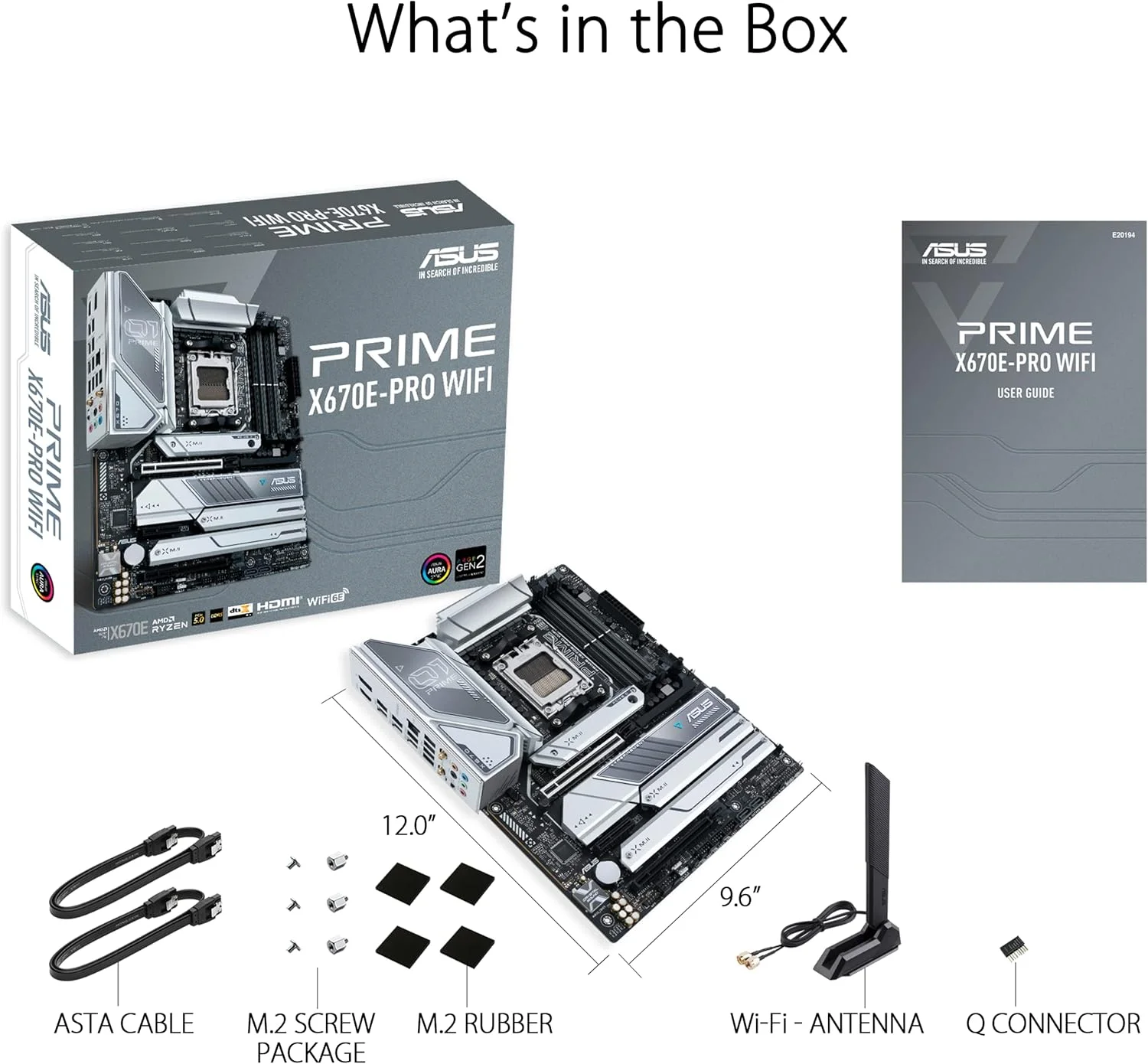مادربرد ایسوس Prime X670E-PRO WiFi سوکت AM5، LGA 1718، Ryzen 7000 ATX، PCIe 5.0، DDR5، 4 اسلات M.2، USB 3.2 Gen 2x2 Type-C، پشتیبانی از USB4، WiFi 6E، 2.5G - مشکی (بازسازی شده)
