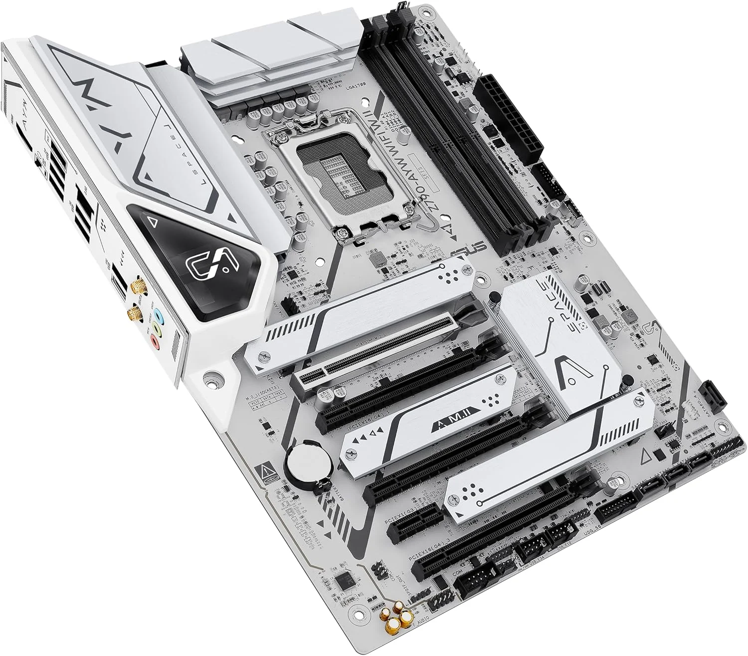 مادربرد ایسوس ASUS Z790-AYW WiFi W II Intel Z790 (LGA 1700) ATX با PCIe® 5.0، 3X M.2، 12+1 DrMOS، DDR5، WiFi 6، 2.5Gb LAN، HDMI، USB 10Gbps Type-C®، USB 10Gbps Type-C®، Thunderbolt™، USB4®، Aura Sync