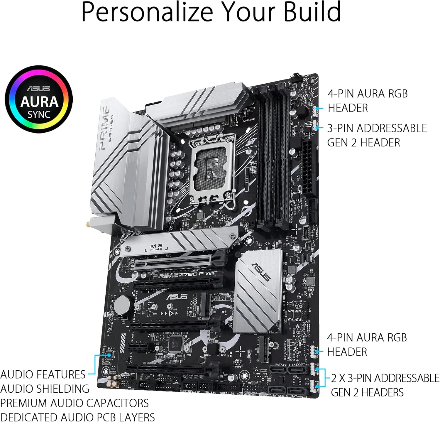 مادربرد ASUS Prime Z790-P WiFi LGA 1700 (Intel® نسل سیزدهم و دوازدهم) ATX (PCIe 5.0, DDR5, 14+1 Power Stages, 3X M.2, WiFi 6, Bluetooth v5.2, 2.5Gb LAN, پنل جلویی USB 3.2 Gen 2 Type-C®, Thunderbolt™ 4/USB4)