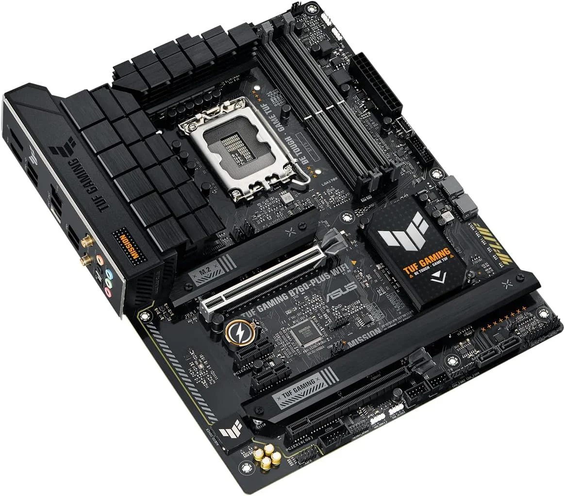 مادربرد ایسوس TUF Gaming B760-PLUS WiFi، نسل 12 و 13 اینتل، LGA 1700 ATX، PCIe 5.0، 3 اسلات PCIe 4.0 M.2، DDR4، LAN 2.5 گیگابیتی - مشکی