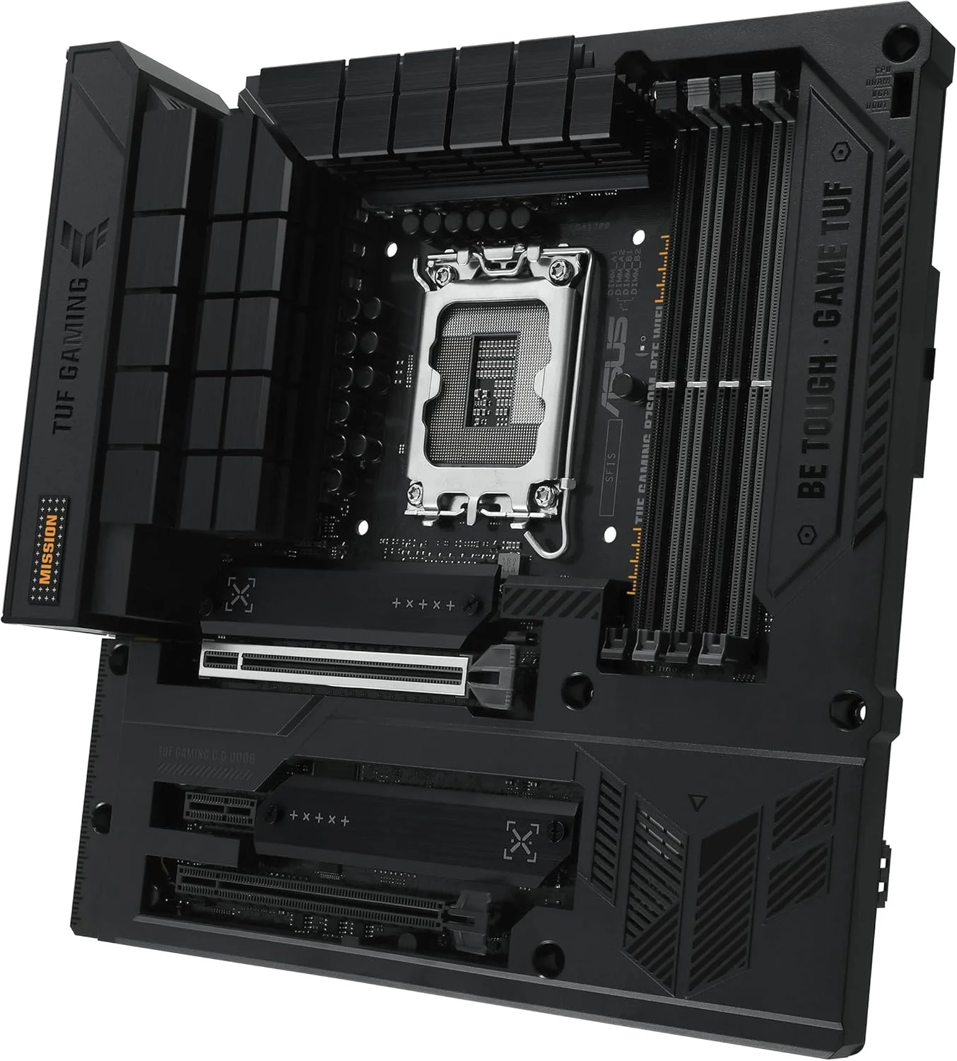 مادربرد ایسوس TUF Gaming B760M-BTF-WIFI micro-ATX، چیپست Intel B760، 4 عدد DIMM، حداکثر 192 گیگابایت، DDR5، 1 عدد DisplayPort، 1 عدد اسلات PCIe 5.0 x16 - مشکی