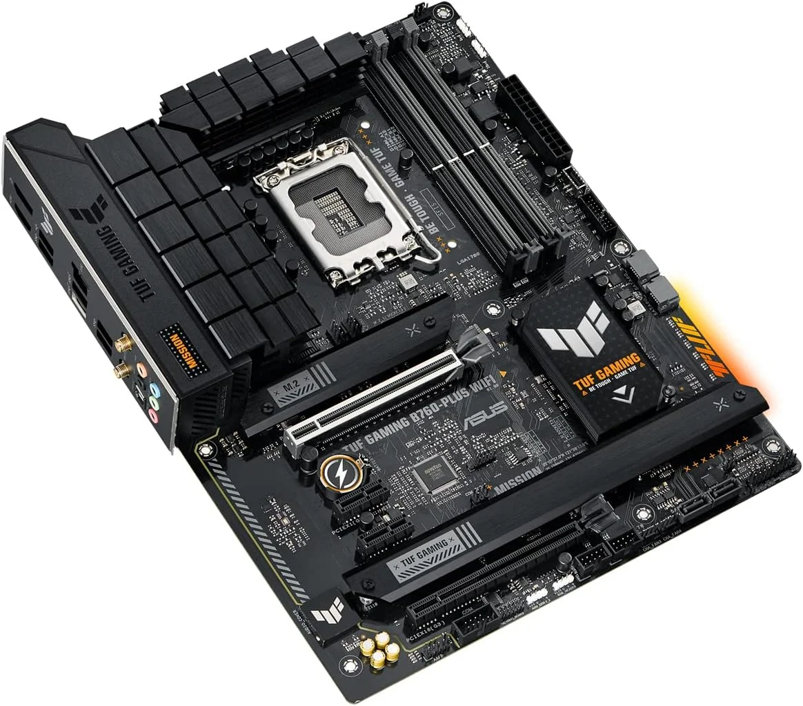 مادربرد ایسوس TUF Gaming B760-PLUS WiFi، نسل 12 و 13 اینتل، LGA 1700 ATX، PCIe 5.0، 3 اسلات PCIe 4.0 M.2، DDR4، LAN 2.5 گیگابیتی - مشکی