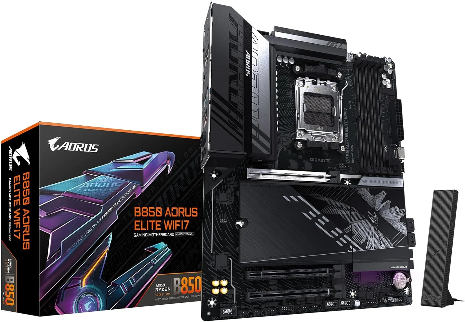 مادربرد GIGABYTE B850 AORUS Elite WIFI7 AMD AM5 LGA 1718، ATX، DDR5، 3X M.2، PCIe 5.0، USB-C، WIFI7، LAN 2.5GbE، EZ-Latch، 5 سال گارانتی