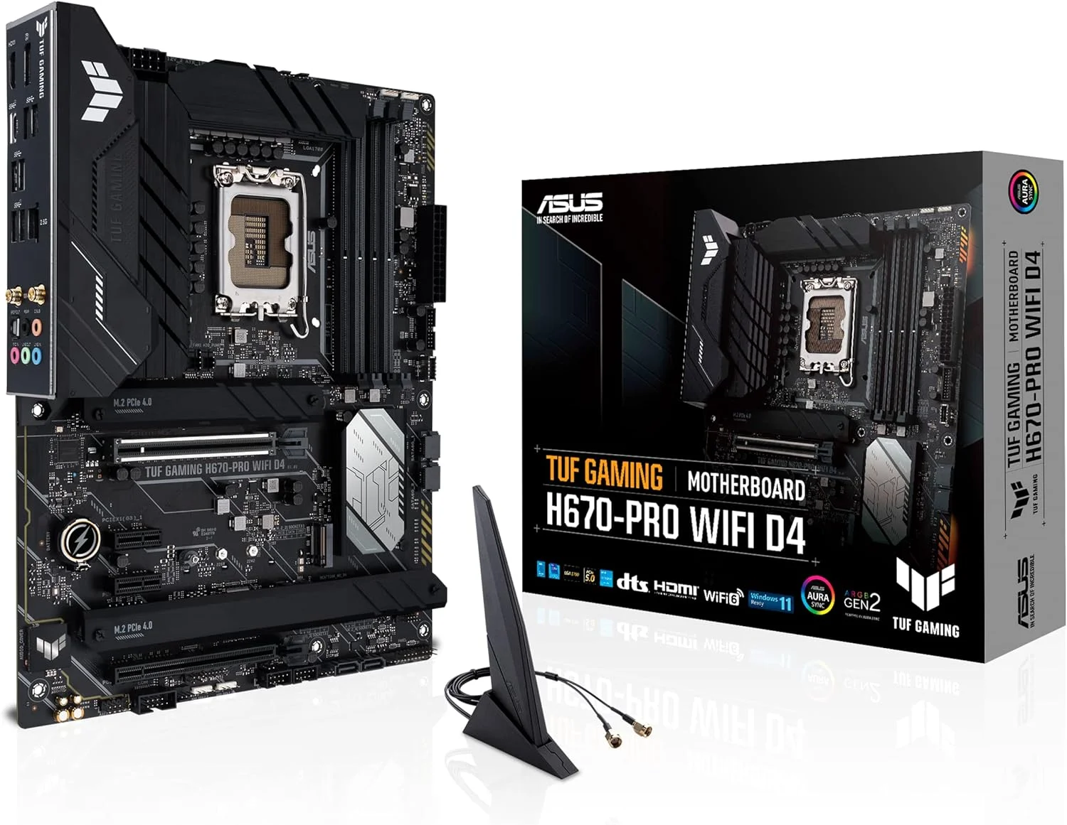مادربرد ایسوس TUF GAMING H670-PRO WIFI D4 Intel® H670 (LGA 1700) ATX با اسلات PCIe 5.0، چهار اسلات PCIe 4.0 M.2، 14+1 DrMOS، Intel® 2.5Gb Ethernet، HDMI، USB 3.2 Gen 1 Type-C جلویی