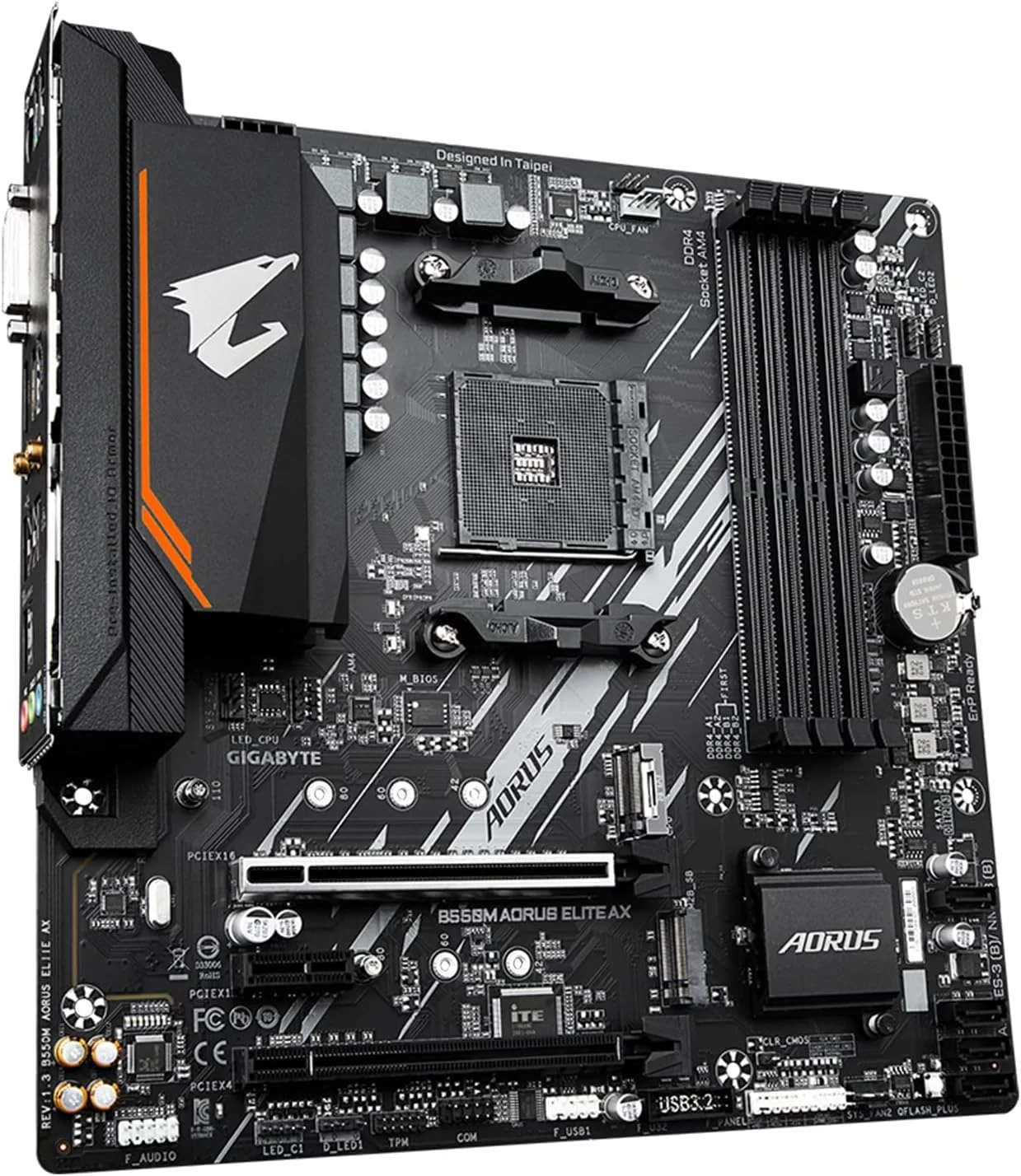 مادربرد GIGABYTE B550M AORUS Elite AX (AM4/ AMD/ B550/ Micro ATX/ تک M.2/ SATA 6Gb/s/ USB 3.2 Gen 1/ Realtek GbE LAN/ PCIe 4.0)