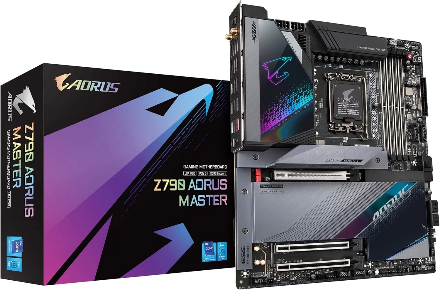مادربرد گیمینگ GIGABYTE Z790 AORUS Master (LGA 1700/ Intel Z790/ EATX/ DDR5/ 5* M.2/ PCIe 5.0/ USB 3.2 Gen2X2 Type-C/Intel WiFi 6E/ Marvell AQtion 10GbE LAN/Q-Flash Plus/EZ-Latch Plus)