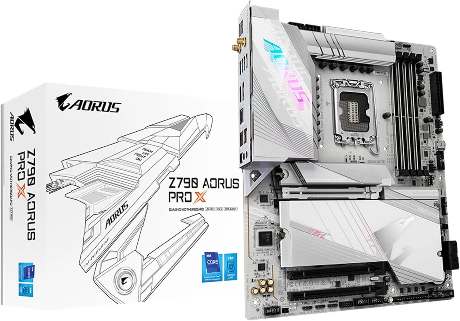 مادربرد GIGABYTE Z790 AORUS PRO X (LGA 1700/ Intel/ Z790 X/ATX/ DDR5/ 5* M.2/ PCIe 5.0/ USB 3.2 Type-C/Wi-Fi 7/ 5GbE LAN/Q-Flash Plus/EZ-Latch Plus)