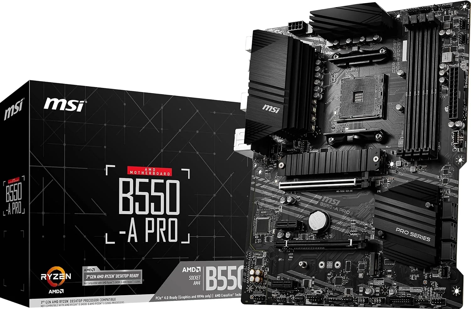 مادربرد ام اس آی MSI B550-A PRO AM4 ATX AMD با پشتیبانی از رم 4400+ مگاهرتز OC تا 128 گیگابایت، SATA 6Gb/s، 2 اسلات M.2 و PCB مسی - مشکی (911-7C56-023)