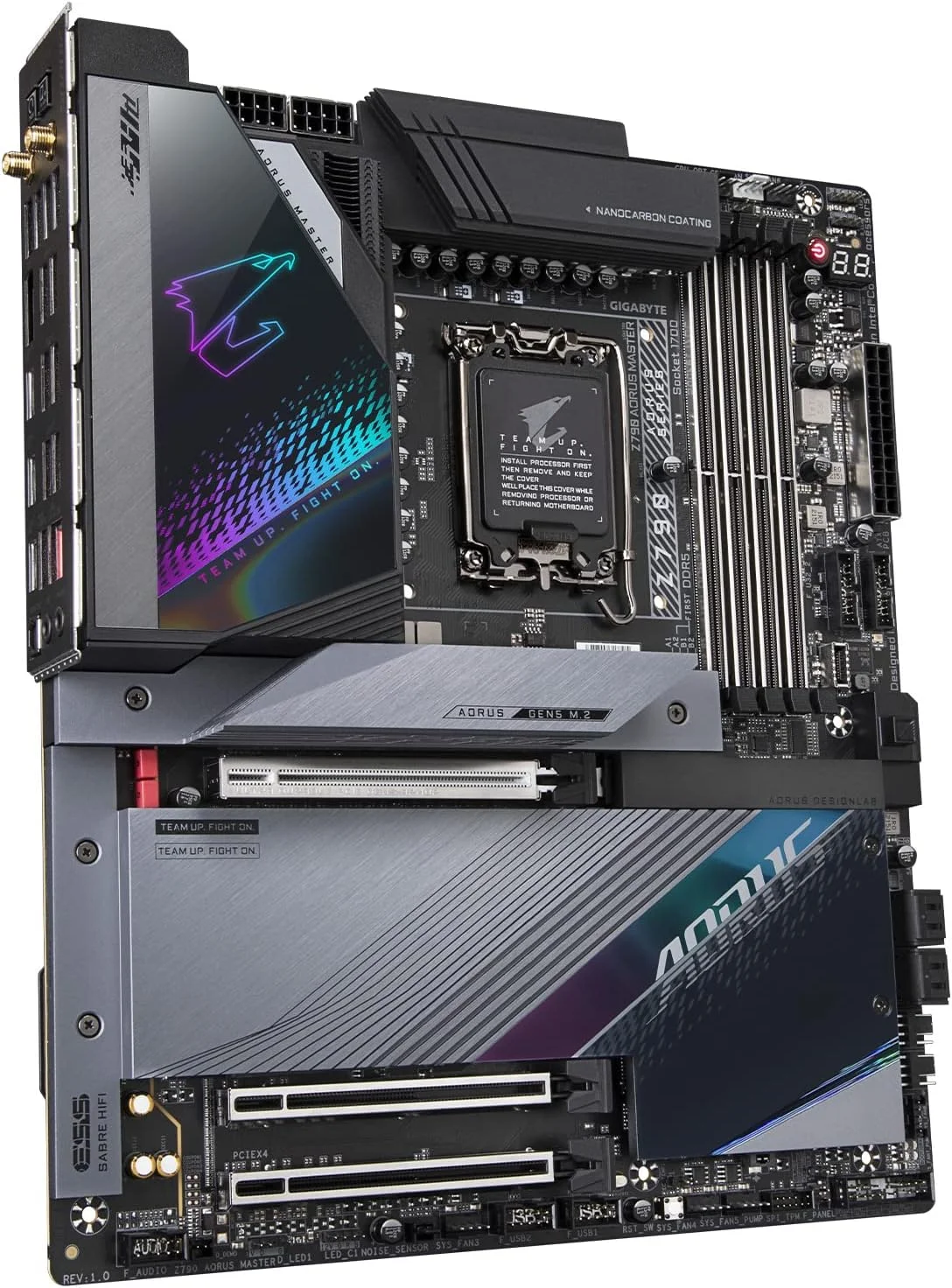 مادربرد گیمینگ GIGABYTE Z790 AORUS Master (LGA 1700/ Intel Z790/ EATX/ DDR5/ 5* M.2/ PCIe 5.0/ USB 3.2 Gen2X2 Type-C/Intel WiFi 6E/ Marvell AQtion 10GbE LAN/Q-Flash Plus/EZ-Latch Plus)