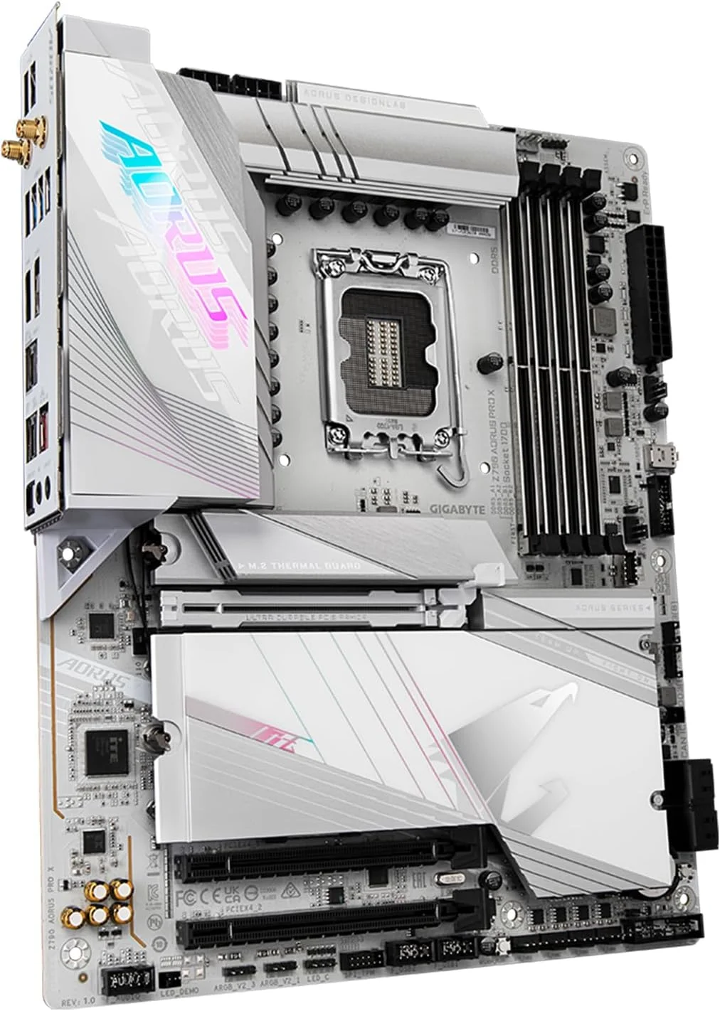 مادربرد GIGABYTE Z790 AORUS PRO X (LGA 1700/ Intel/ Z790 X/ATX/ DDR5/ 5* M.2/ PCIe 5.0/ USB 3.2 Type-C/Wi-Fi 7/ 5GbE LAN/Q-Flash Plus/EZ-Latch Plus)
