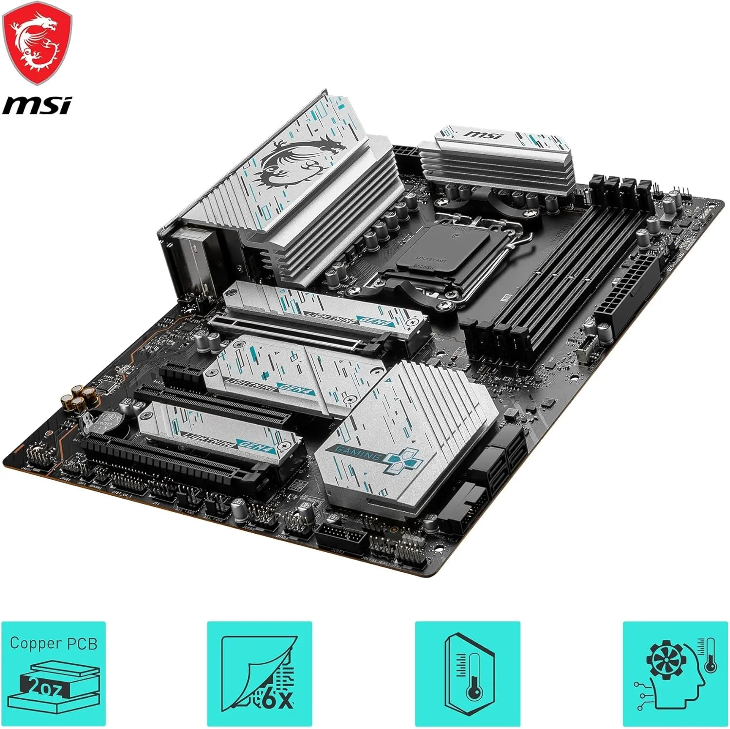مادربرد گیمینگ MSI X670E Gaming Plus Wifi AM5 ATX، چیپست AMD X670، 4x DDR5 UDIMM، حداکثر 192 گیگابایت، Wi-Fi 6E، BT 5.3، LAN 2.5 گیگابیت بر ثانیه، 4x M.2، 3x PCI-E x16، USB 3.2 Gen2 Type C، 1x HDMI، 1x DP - مشکی