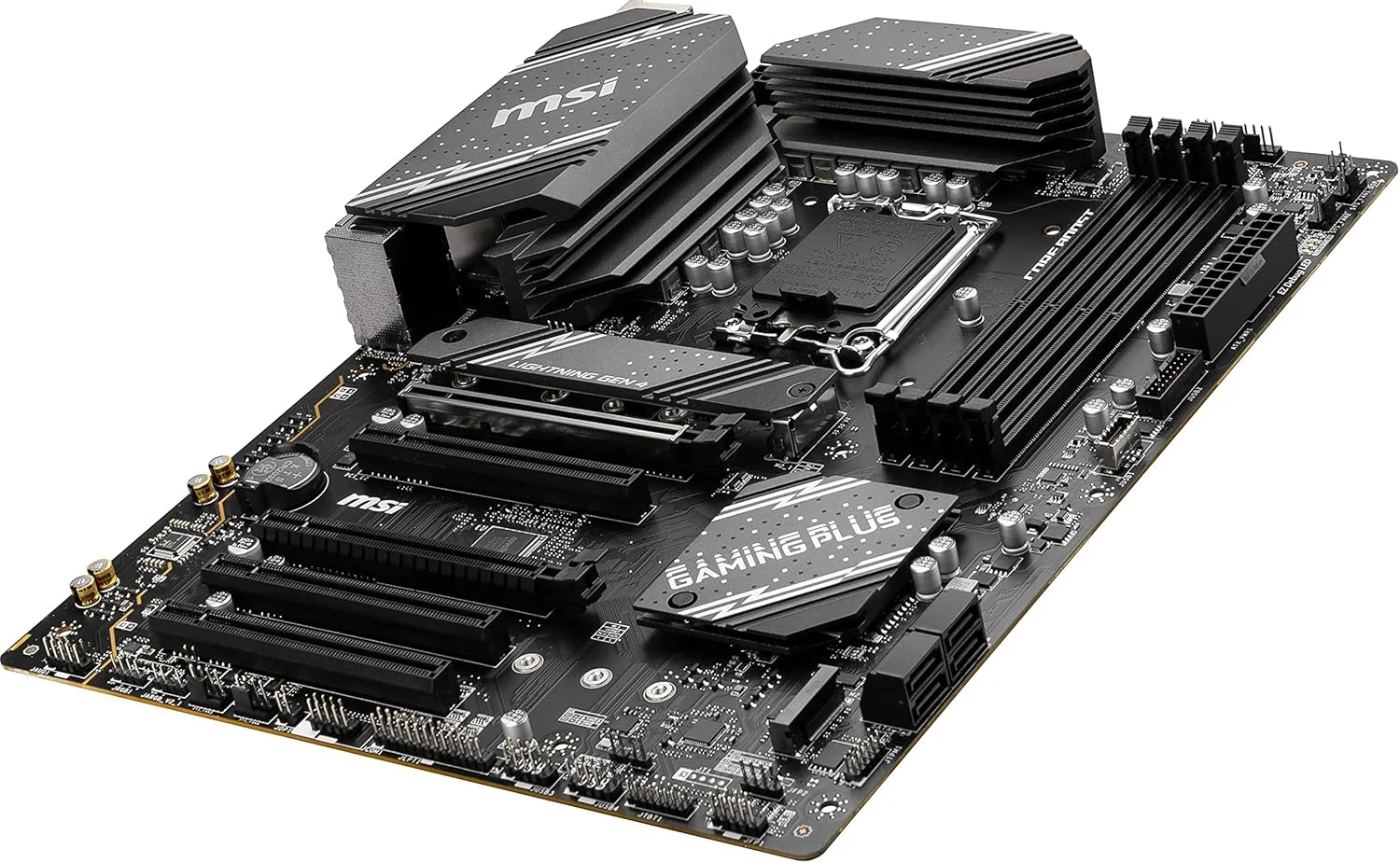 مادربرد گیمینگ MSI B760 Gaming Plus WiFi (پشتیبانی از پردازنده‌های نسل 12/13/14 اینتل، LGA 1700، DDR5، PCIe 4.0، M.2، LAN 2.5 گیگابیتی، USB 3.2 Gen2، HDMI/DP، Wi-Fi 6E، بلوتوث 5.3، ATX)
