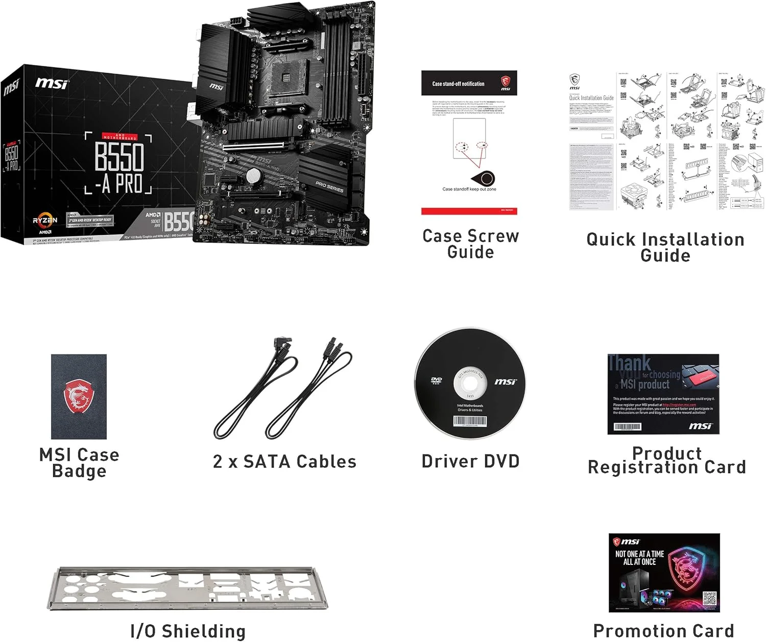 مادربرد ام اس آی MSI B550-A PRO AM4 ATX AMD با پشتیبانی از رم 4400+ مگاهرتز OC تا 128 گیگابایت، SATA 6Gb/s، 2 اسلات M.2 و PCB مسی - مشکی (911-7C56-023)