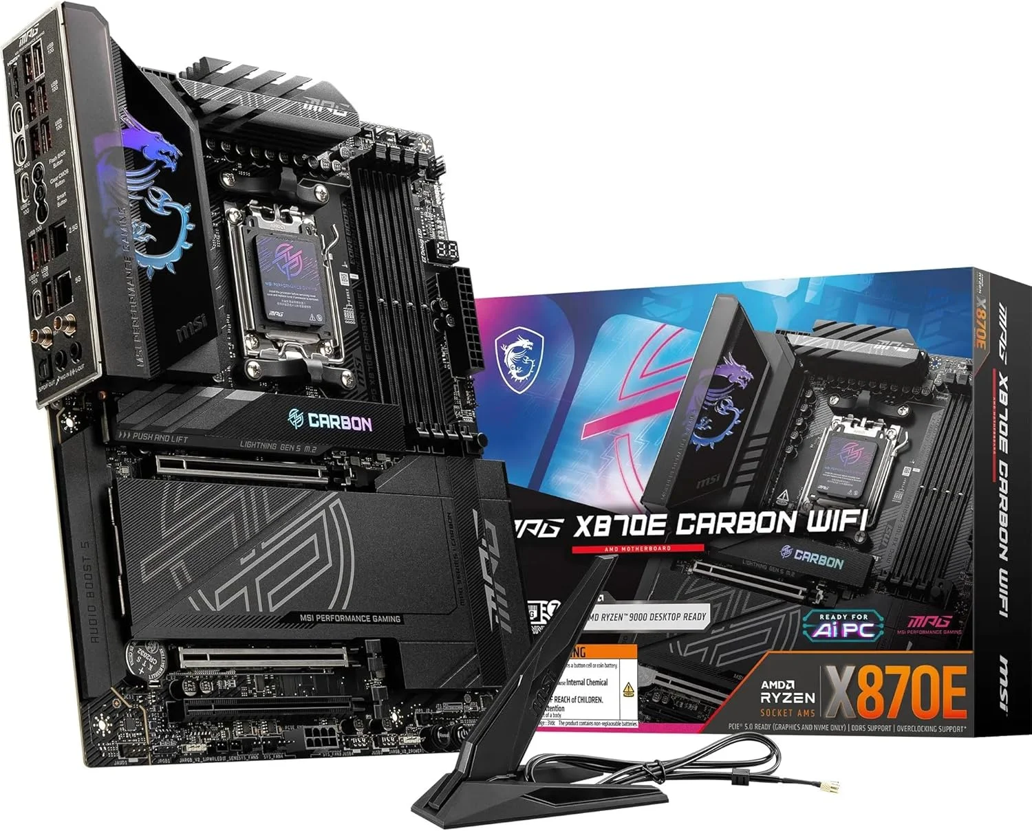 مادربرد MSI MPG X870E CARBON WIFI AM5 DDR5 8400MHZ(OC) USB4 4x M.2 HDMI 5G LAN 2.5G LAN WIFI 7 RGB ATX