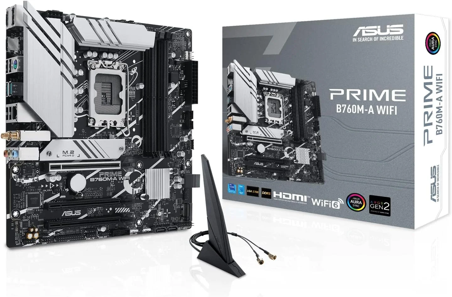 مادربرد ایسوس PRIME B760M-A WIFI، اینتل B760، سوکت 1700، Micro ATX، چهار اسلات DDR5، دو پورت HDMI، DisplayPort، Wi-Fi 6، شبکه 2.5G LAN، PCIe4، دو اسلات M.2