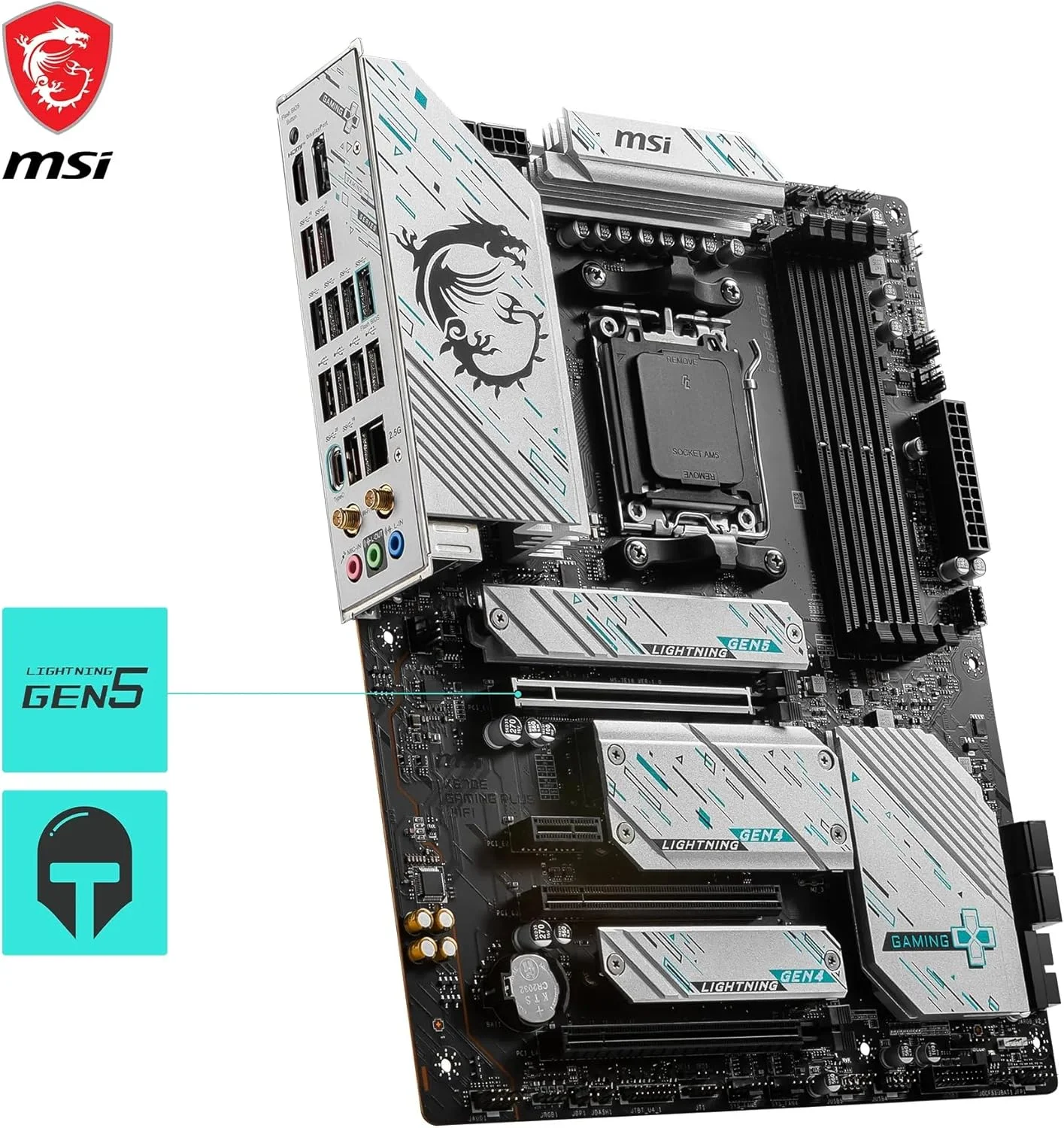 مادربرد گیمینگ MSI X670E Gaming Plus Wifi AM5 ATX، چیپست AMD X670، 4x DDR5 UDIMM، حداکثر 192 گیگابایت، Wi-Fi 6E، BT 5.3، LAN 2.5 گیگابیت بر ثانیه، 4x M.2، 3x PCI-E x16، USB 3.2 Gen2 Type C، 1x HDMI، 1x DP - مشکی