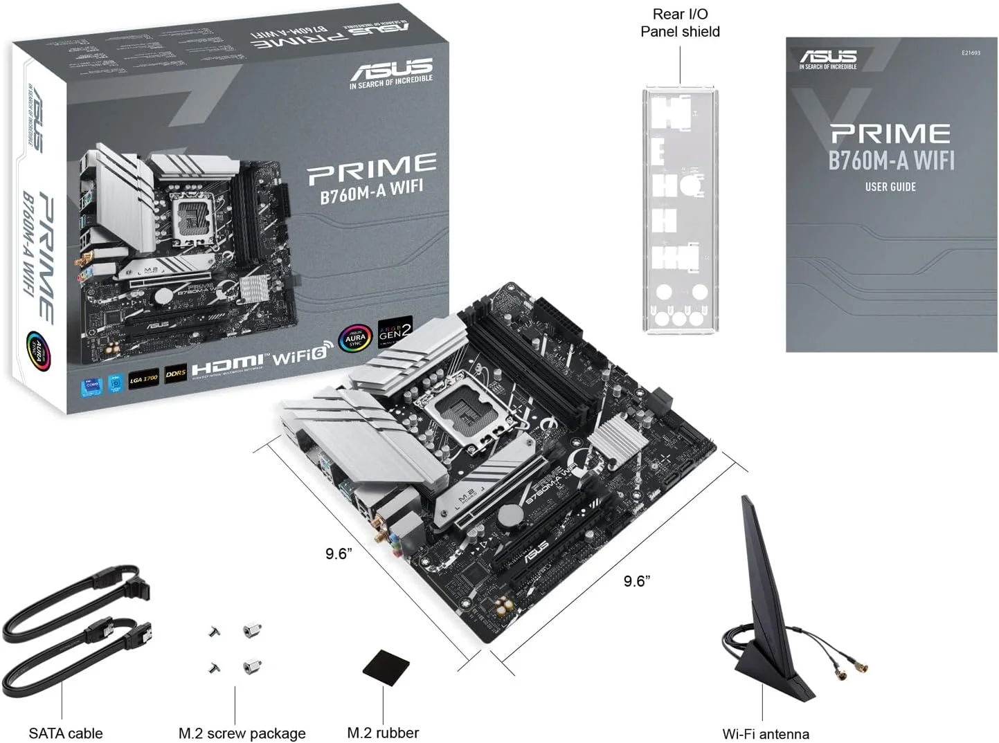 مادربرد ایسوس PRIME B760M-A WIFI، اینتل B760، سوکت 1700، Micro ATX، چهار اسلات DDR5، دو پورت HDMI، DisplayPort، Wi-Fi 6، شبکه 2.5G LAN، PCIe4، دو اسلات M.2