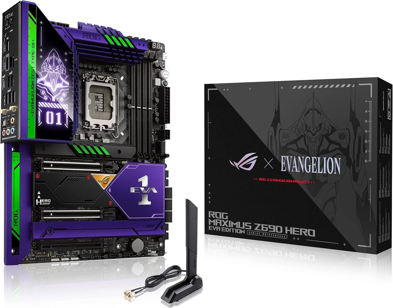مادربرد گیمینگ ایسوس ROG MAXIMUS Z690 HERO EVA (ROG x Evangelion) Z690 ATX، DDR5، PCIe® 5.0، Wi-Fi 6E، 5xM.2، کانکتور پنل جلویی USB 3.2 Gen 2x2 با پشتیبانی از Quick Charge 4+، 2xThunderbolt™ 4