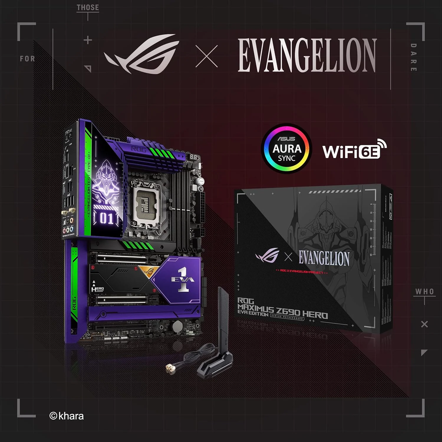مادربرد گیمینگ ایسوس ROG MAXIMUS Z690 HERO EVA (ROG x Evangelion) Z690 ATX، DDR5، PCIe® 5.0، Wi-Fi 6E، 5xM.2، کانکتور پنل جلویی USB 3.2 Gen 2x2 با پشتیبانی از Quick Charge 4+، 2xThunderbolt™ 4