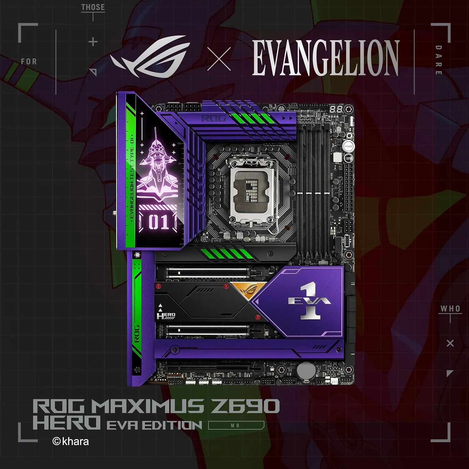 مادربرد گیمینگ ایسوس ROG MAXIMUS Z690 HERO EVA (ROG x Evangelion) Z690 ATX، DDR5، PCIe® 5.0، Wi-Fi 6E، 5xM.2، کانکتور پنل جلویی USB 3.2 Gen 2x2 با پشتیبانی از Quick Charge 4+، 2xThunderbolt™ 4
