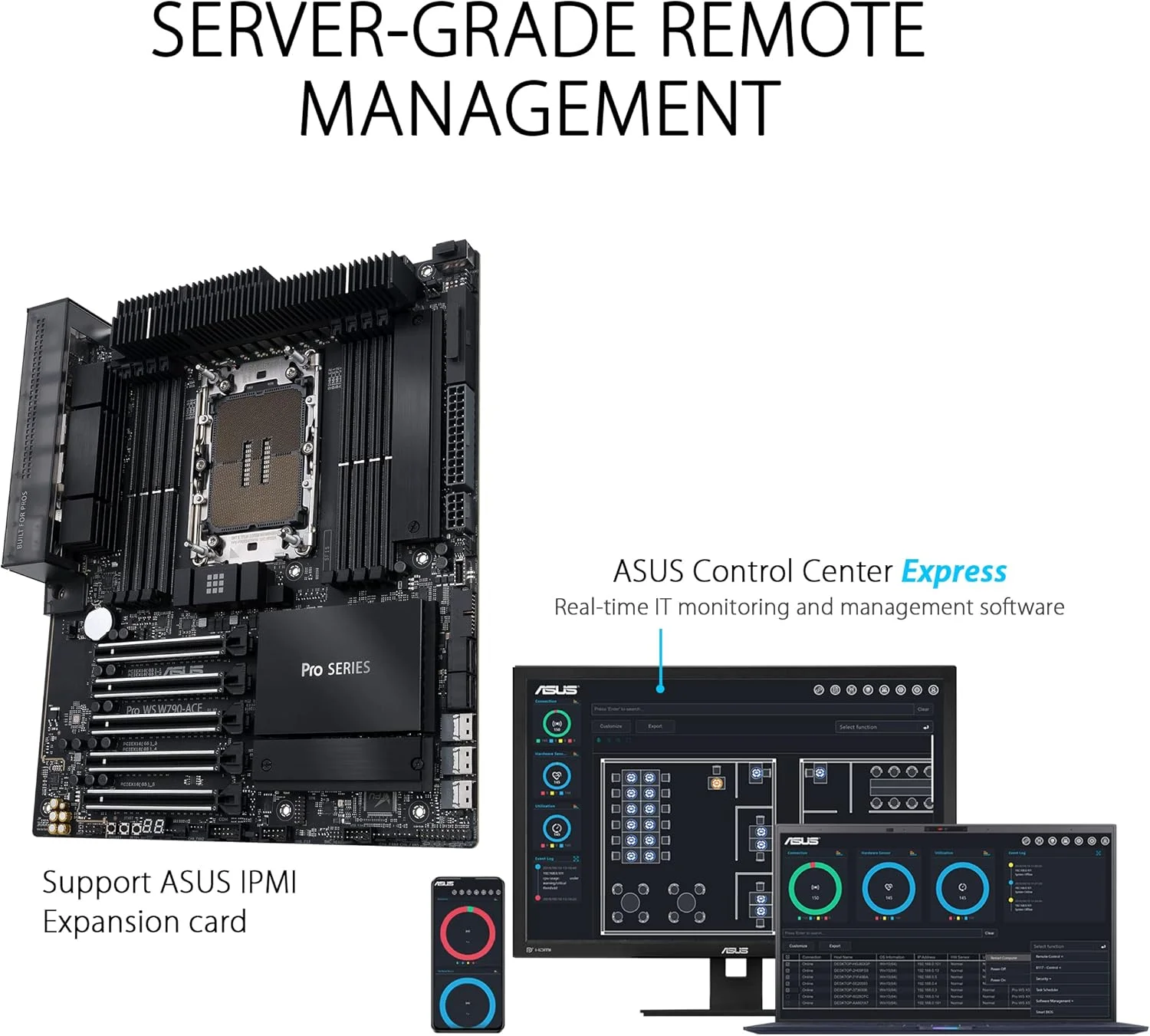مادربرد ایسوس PRO WS W790-ACE، ورک استیشن، Intel W790، LGA4677، CEB، 8 DDR5، LAN 10G و 2.5G، مدیریت از راه دور IPMI، SlimSAS، PCIe5، 2x M.2