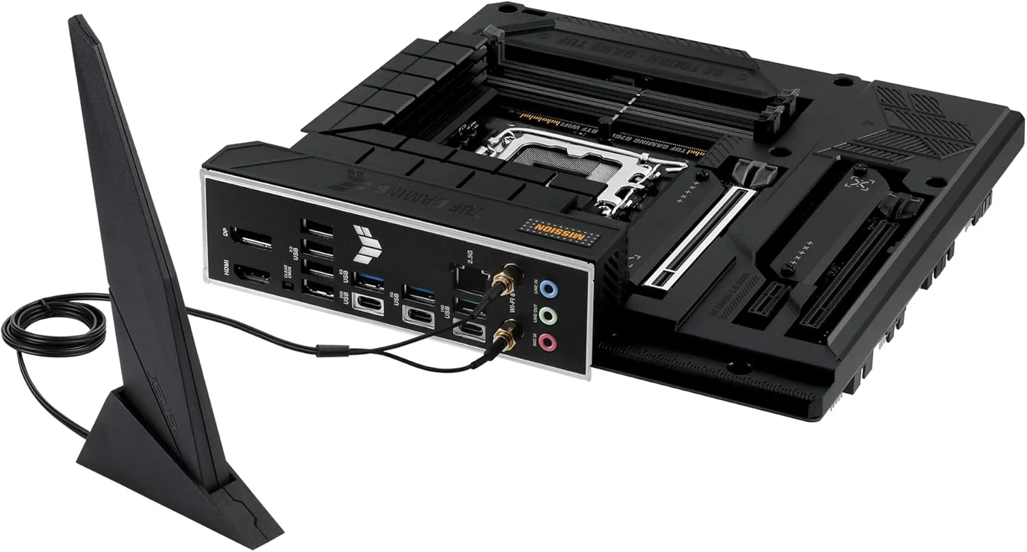 مادربرد TUF GAMING B760M-BTF WIFI Intel B760 (LGA 1700) mATX با DDR5، PCIe 5.0، 3 اسلات PCIe 4.0 M.2، 12+1 DrMOS، Wi-Fi 6، LAN 2.5Gb، DP، HDMI، USB 3.2 Gen 2x2 Type-C، طراحی کانکتور مخفی
