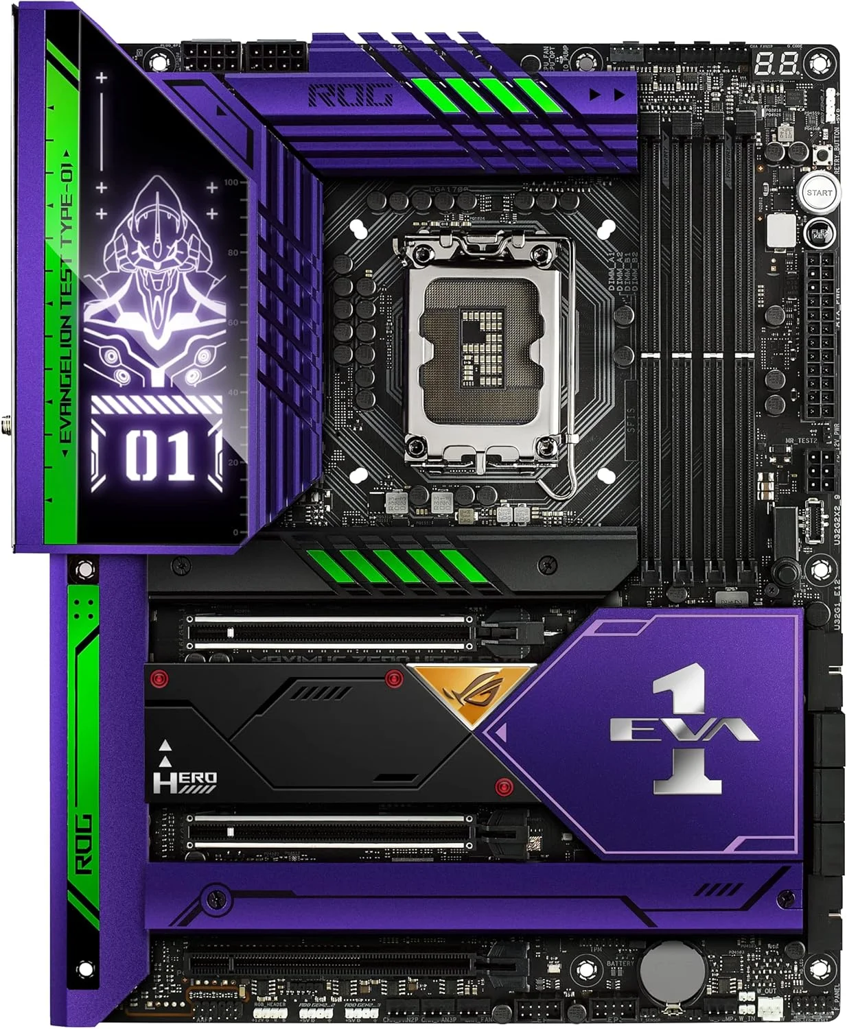 مادربرد گیمینگ ایسوس ROG MAXIMUS Z690 HERO EVA (ROG x Evangelion) Z690 ATX، DDR5، PCIe® 5.0، Wi-Fi 6E، 5xM.2، کانکتور پنل جلویی USB 3.2 Gen 2x2 با پشتیبانی از Quick Charge 4+، 2xThunderbolt™ 4
