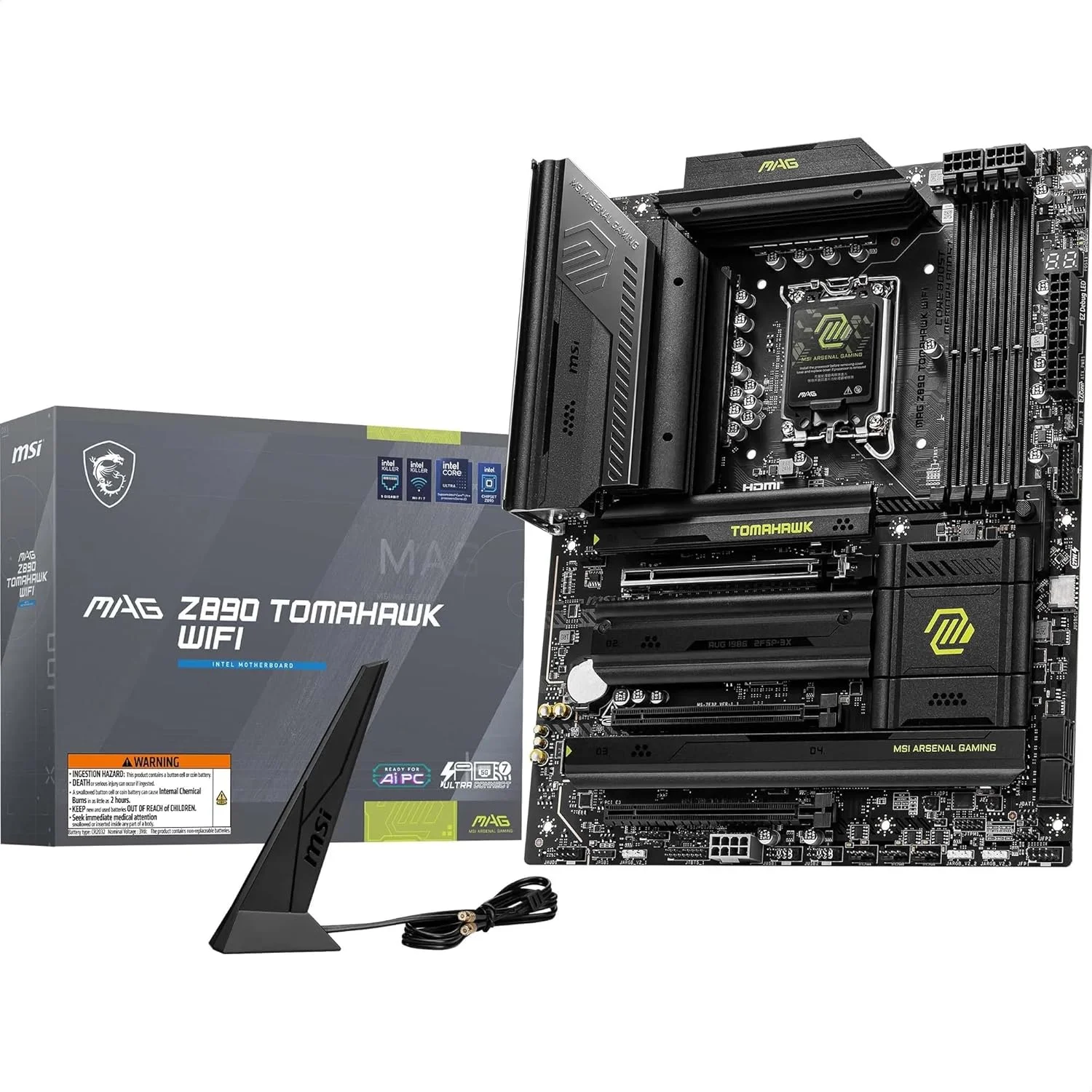 مادربرد MAG Z890 Tomahawk WiFi، ATX - پشتیبانی از پردازنده های Intel Core Ultra (سری 2)، LGA 1851 - تقویت حافظه DDR5 4 x DDR5 (9200+ MT/s OC)، 1 x PCIe 5.0 x16، 1 x M.2 Gen5، 5G LAN، Wi-Fi 7