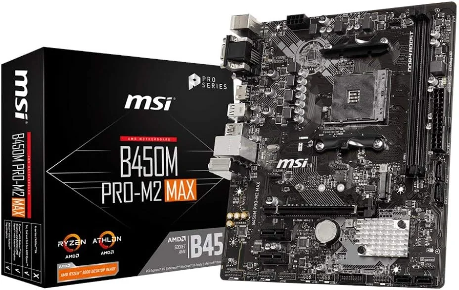 مادربرد ام اس آی MSI B450M PRO-M2 MAX mATX، AM4، DDR4، LAN، USB 3.2 Gen1، M.2، VGA، DVI-D، HDMI، سازگار با AMD RYZEN نسل 1، 2 و 3
