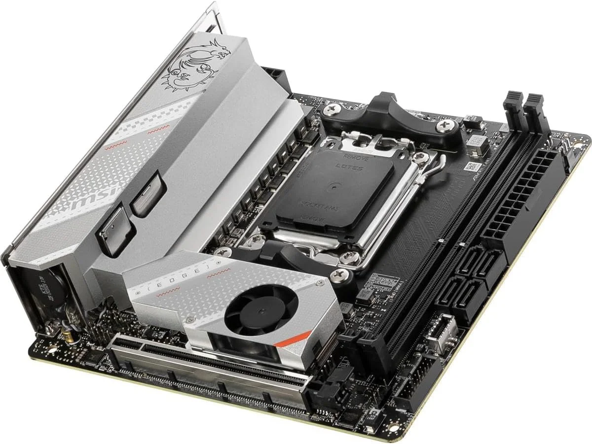 مادربرد گیمینگ MSI MPG B650I Edge WiFi (AMD AM5، Mini-ITX، DDR5، PCIe 4.0، M.2، SATA 6Gb/s، USB 3.2 Gen 2، HDMI، Wi-Fi 6E، پردازنده های دسکتاپ سری AMD Ryzen 7000) مادربرد گیمینگ MSI MPG B650I Edge WiFi (AMD AM5، Mini-ITX، DDR5، PCIe 4.0، M.2، SATA 6Gb/s، USB 3.2 Gen 2، HDMI، Wi-Fi 6E، پردازنده های دسکتاپ سری AMD Ryzen 7000)