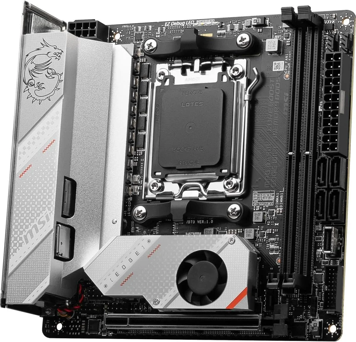 مادربرد گیمینگ MSI MPG B650I Edge WiFi (AMD AM5، Mini-ITX، DDR5، PCIe 4.0، M.2، SATA 6Gb/s، USB 3.2 Gen 2، HDMI، Wi-Fi 6E، پردازنده های دسکتاپ سری AMD Ryzen 7000) مادربرد گیمینگ MSI MPG B650I Edge WiFi (AMD AM5، Mini-ITX، DDR5، PCIe 4.0، M.2، SATA 6Gb/s، USB 3.2 Gen 2، HDMI، Wi-Fi 6E، پردازنده های دسکتاپ سری AMD Ryzen 7000)