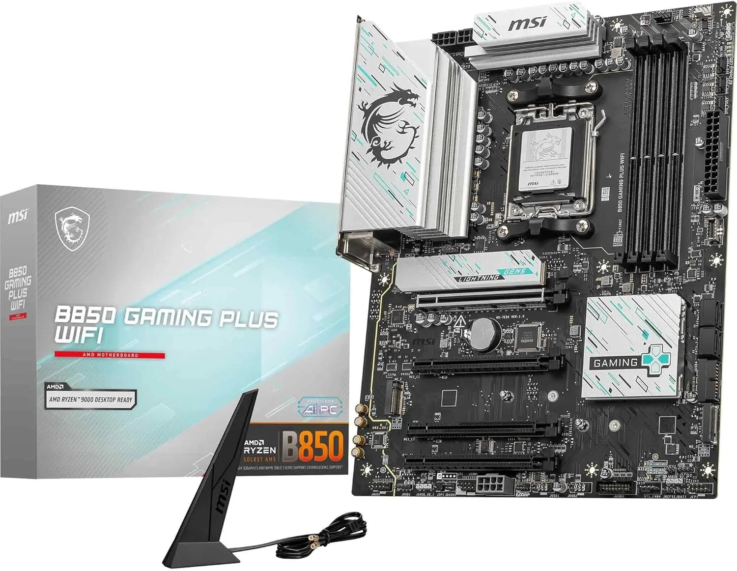 مادربرد MSI B850 Gaming Plus WiFi، ATX - پشتیبانی از پردازنده‌های AMD Ryzen 9000/8000/7000، سوکت AM5 - تقویت حافظه DDR5 تا 8200+ MT/s (OC)، PCIe 5.0 x16 و 4.0 x16، M.2 Gen5، Wi-Fi 7، LAN 5G