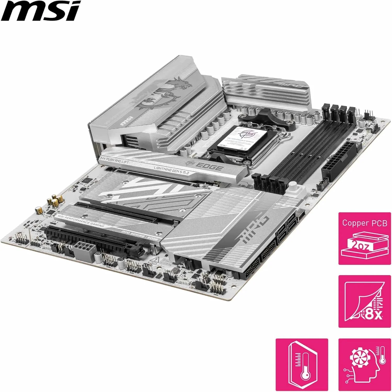 مادربرد MSI MPG B850 Edge TI WiFi، ATX - پشتیبانی از پردازندههای AMD Ryzen 9000/8000/7000، AM5-80A SPS VRM، تقویت حافظه DDR5 (8400+MT/s OC)، PCIe 5.0 x16، M.2 Gen5، Wi-Fi 7، 5G LAN مادربرد MSI MPG B850 Edge TI WiFi، ATX - پشتیبانی از پردازندههای AMD Ryzen 9000/8000/7000، AM5-80A SPS VRM، تقویت حافظه DDR5 (8400+MT/s OC)، PCIe 5.0 x16، M.2 Gen5، Wi-Fi 7، 5G LAN