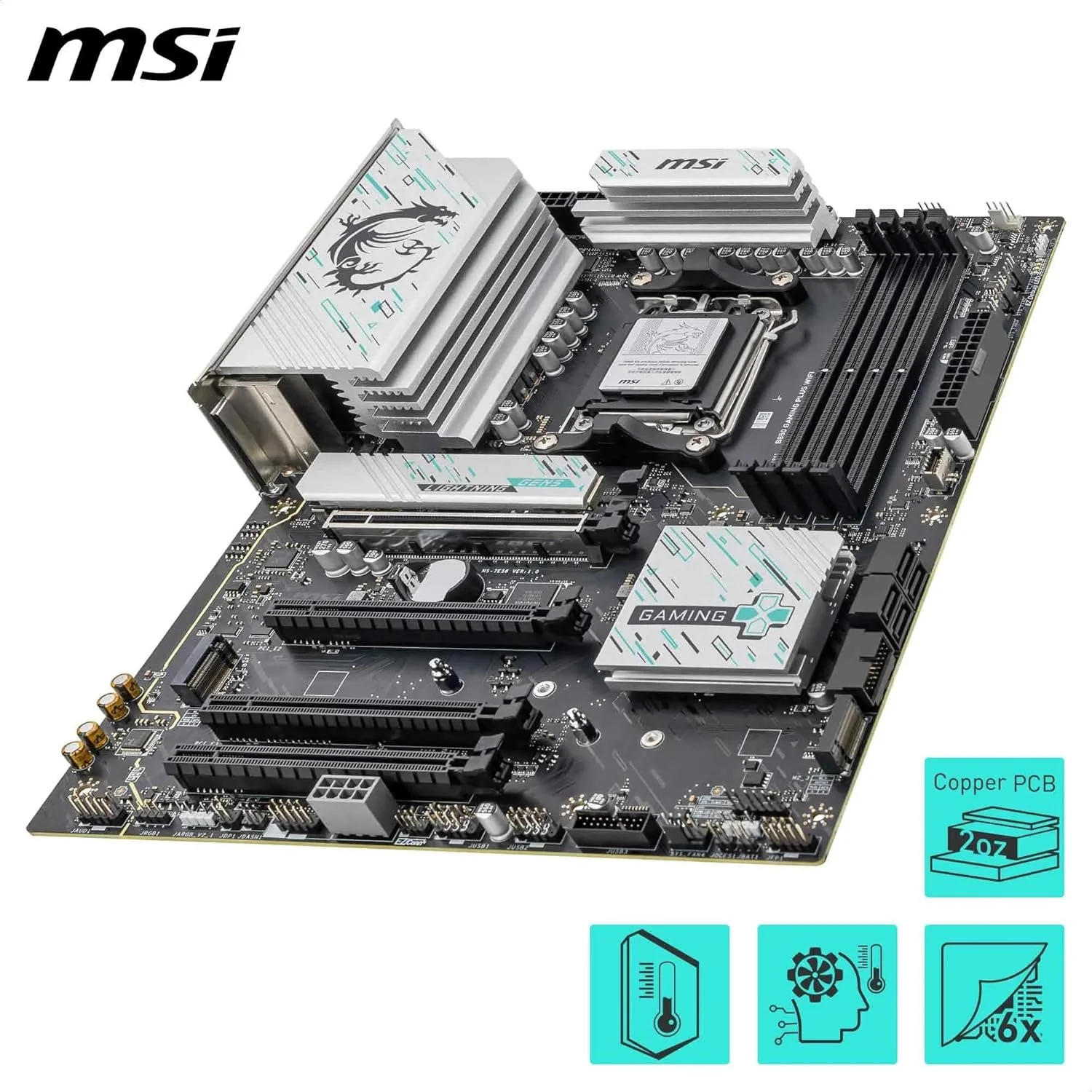 مادربرد MSI B850 GAMING PLUS WIFI، ATX - پشتیبانی از پردازنده های AMD Ryzen 9000/8000/7000، سوکت AM5 - تقویت حافظه DDR5 با سرعت 8200+ MT/s (OC)، PCIe 5.0 x16 & 4.0 x16، M.2 Gen5، Wi-Fi 7، 5G LAN مادربرد MSI B850 GAMING PLUS WIFI، ATX - پشتیبانی از پردازنده های AMD Ryzen 9000/8000/7000، سوکت AM5 - تقویت حافظه DDR5 با سرعت 8200+ MT/s (OC)، PCIe 5.0 x16 & 4.0 x16، M.2 Gen5، Wi-Fi 7، 5G LAN