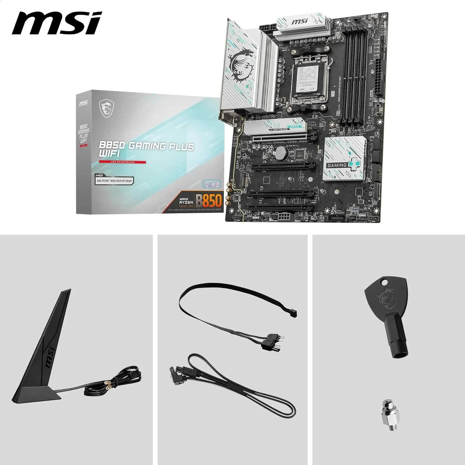 مادربرد MSI B850 Gaming Plus WiFi، ATX - پشتیبانی از پردازندههای AMD Ryzen 9000/8000/7000، سوکت AM5 - تقویت حافظه DDR5 تا 8200+ MT/s (OC)، PCIe 5.0 x16 و 4.0 x16، M.2 Gen5، Wi-Fi 7، LAN 5G مادربرد MSI B850 Gaming Plus WiFi، ATX - پشتیبانی از پردازندههای AMD Ryzen 9000/8000/7000، سوکت AM5 - تقویت حافظه DDR5 تا 8200+ MT/s (OC)، PCIe 5.0 x16 و 4.0 x16، M.2 Gen5، Wi-Fi 7، LAN 5G