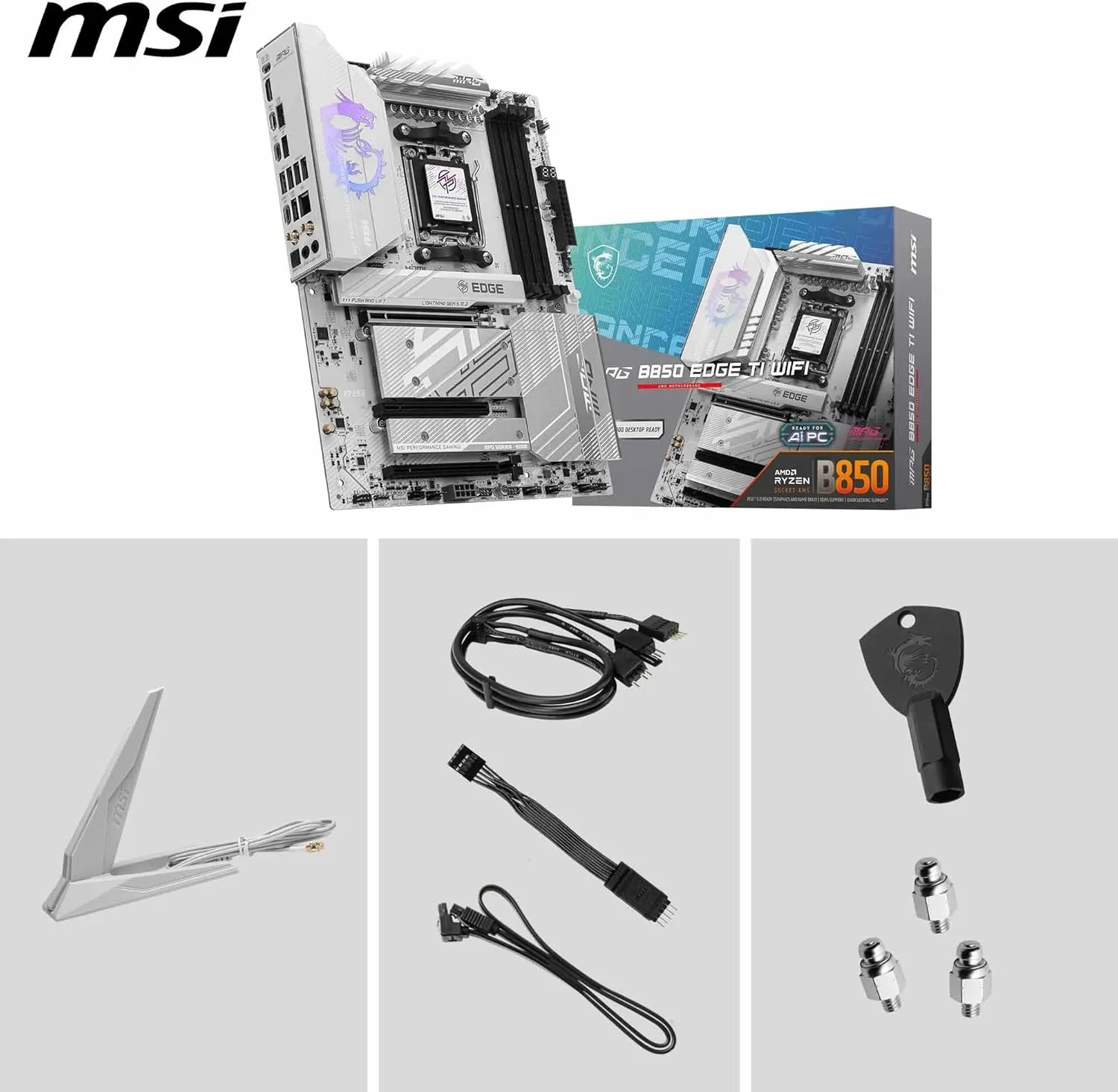 مادربرد MSI MPG B850 Edge TI WiFi، ATX - پشتیبانی از پردازندههای AMD Ryzen 9000/8000/7000، AM5-80A SPS VRM، تقویت حافظه DDR5 (8400+MT/s OC)، PCIe 5.0 x16، M.2 Gen5، Wi-Fi 7، 5G LAN مادربرد MSI MPG B850 Edge TI WiFi، ATX - پشتیبانی از پردازندههای AMD Ryzen 9000/8000/7000، AM5-80A SPS VRM، تقویت حافظه DDR5 (8400+MT/s OC)، PCIe 5.0 x16، M.2 Gen5، Wi-Fi 7، 5G LAN