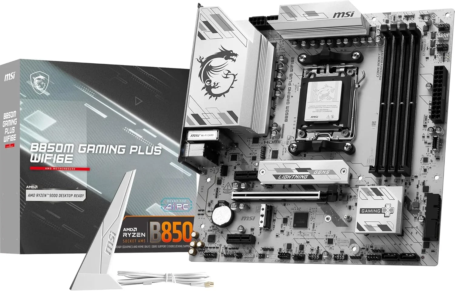 مادربرد MSI B850M GAMING PLUS WIFI6E، mATX - پشتیبانی از پردازنده های AMD Ryzen 9000/8000/7000، سوکت AM5 - تقویت حافظه DDR5 تا 8200+ MT/s (OC)، PCIe 4.0 x16، M.2 Gen5، Wi-Fi 6E، LAN 2.5G