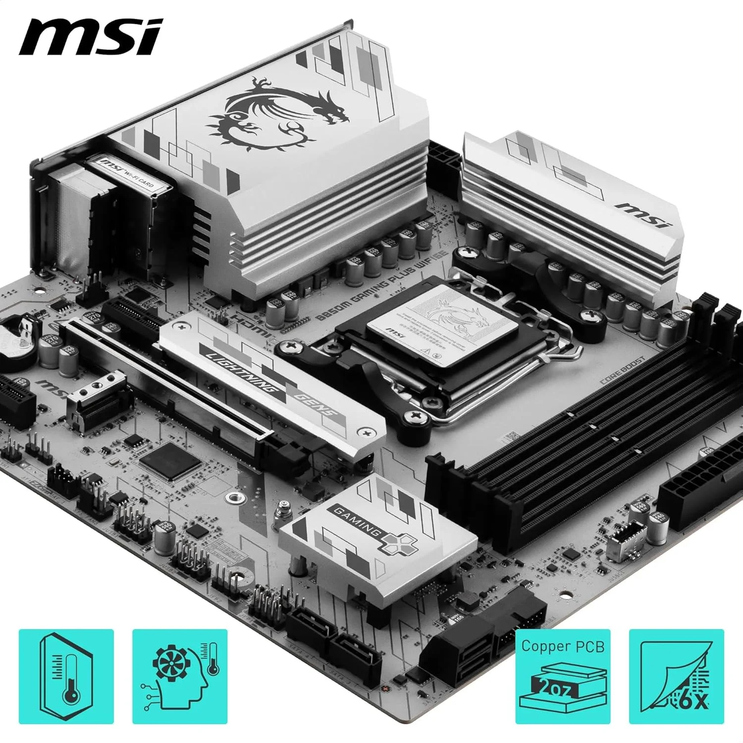 مادربرد MSI B850M GAMING PLUS WIFI6E، mATX - پشتیبانی از پردازنده های AMD Ryzen 9000/8000/7000، سوکت AM5 - تقویت حافظه DDR5 تا 8200+ MT/s (OC)، PCIe 4.0 x16، M.2 Gen5، Wi-Fi 6E، LAN 2.5G مادربرد MSI B850M GAMING PLUS WIFI6E، mATX - پشتیبانی از پردازنده های AMD Ryzen 9000/8000/7000، سوکت AM5 - تقویت حافظه DDR5 تا 8200+ MT/s (OC)، PCIe 4.0 x16، M.2 Gen5، Wi-Fi 6E، LAN 2.5G