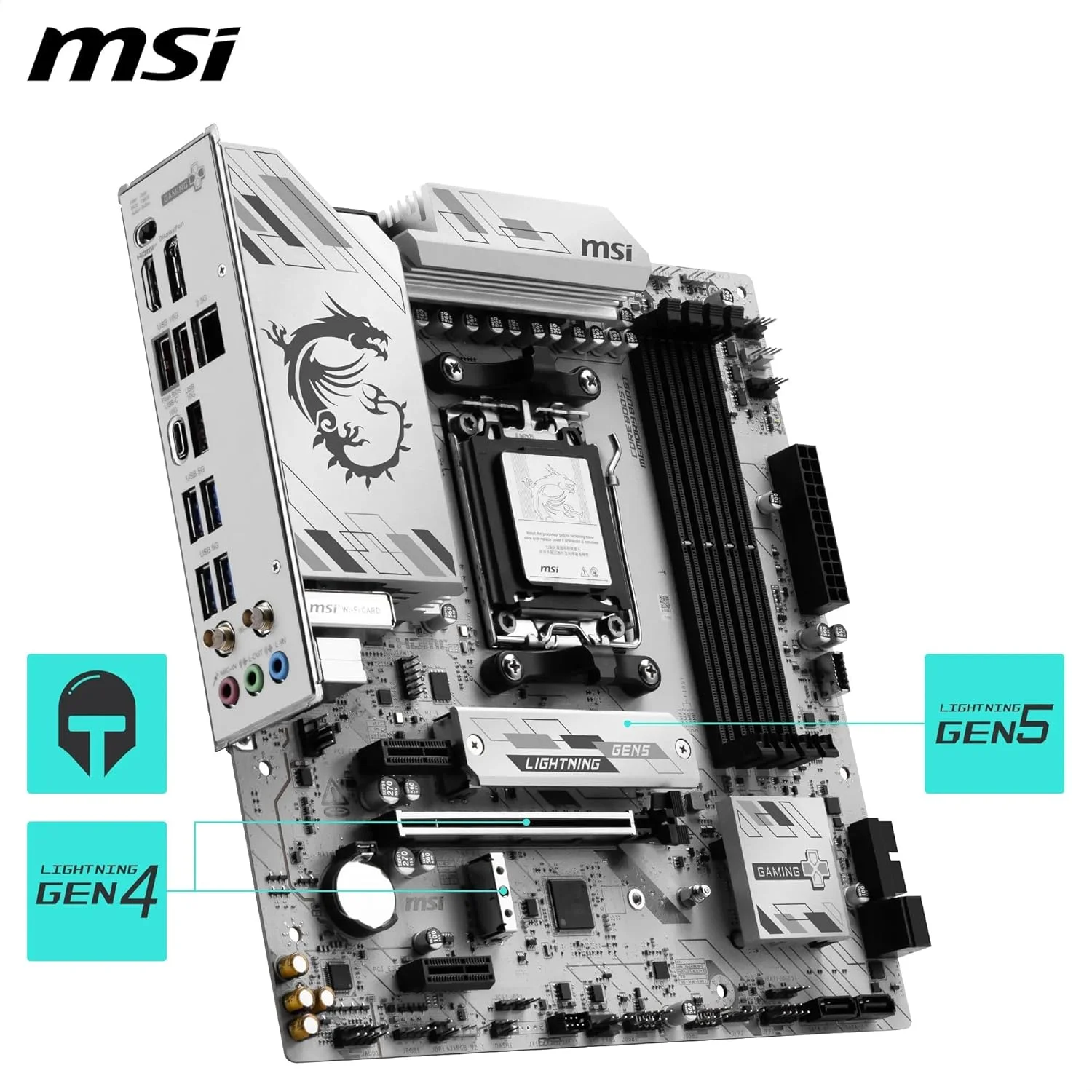 مادربرد MSI B850M GAMING PLUS WIFI6E، mATX - پشتیبانی از پردازنده های AMD Ryzen 9000/8000/7000، سوکت AM5 - تقویت حافظه DDR5 تا 8200+ MT/s (OC)، PCIe 4.0 x16، M.2 Gen5، Wi-Fi 6E، LAN 2.5G مادربرد MSI B850M GAMING PLUS WIFI6E، mATX - پشتیبانی از پردازنده های AMD Ryzen 9000/8000/7000، سوکت AM5 - تقویت حافظه DDR5 تا 8200+ MT/s (OC)، PCIe 4.0 x16، M.2 Gen5، Wi-Fi 6E، LAN 2.5G