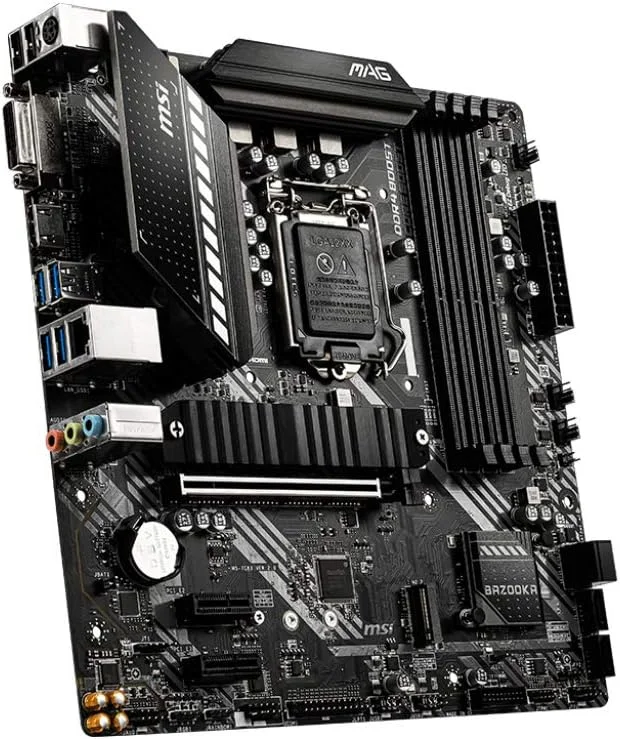 مادربرد گیمینگ MSI MAG B460M Bazooka، mATX، نسل دهم پردازنده Intel Core، سوکت LGA 1200، DDR4، دو اسلات M.2، USB 3.2 Gen 1، LAN 2.5G، DVI/HDMI مادربرد گیمینگ MSI MAG B460M Bazooka، mATX، نسل دهم پردازنده Intel Core، سوکت LGA 1200، DDR4، دو اسلات M.2، USB 3.2 Gen 1، LAN 2.5G، DVI/HDMI
