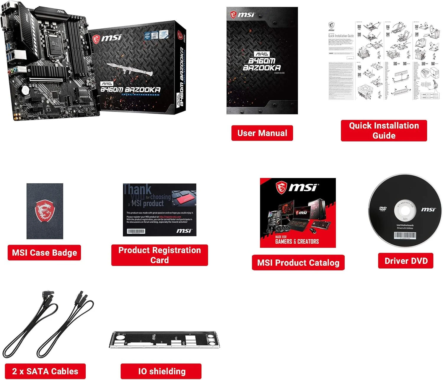 مادربرد گیمینگ MSI MAG B460M Bazooka، mATX، نسل دهم پردازنده Intel Core، سوکت LGA 1200، DDR4، دو اسلات M.2، USB 3.2 Gen 1، LAN 2.5G، DVI/HDMI مادربرد گیمینگ MSI MAG B460M Bazooka، mATX، نسل دهم پردازنده Intel Core، سوکت LGA 1200، DDR4، دو اسلات M.2، USB 3.2 Gen 1، LAN 2.5G، DVI/HDMI